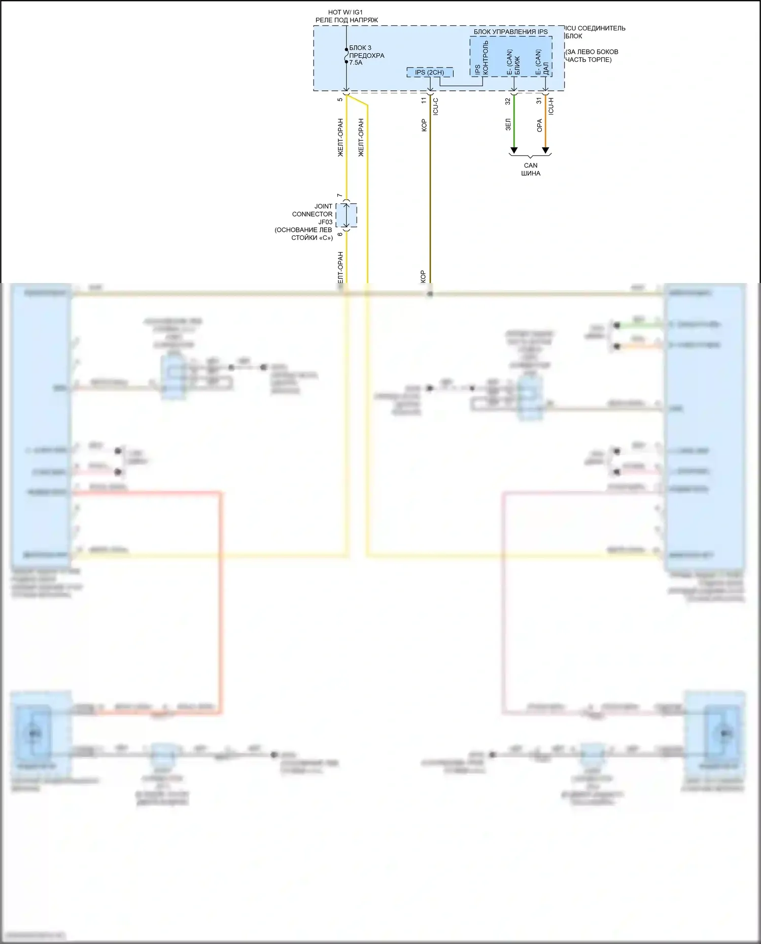 Sorento Kia IV рестайлинг (2023-2024): Электросхема информационной системы в слепой зоне, гибридная 