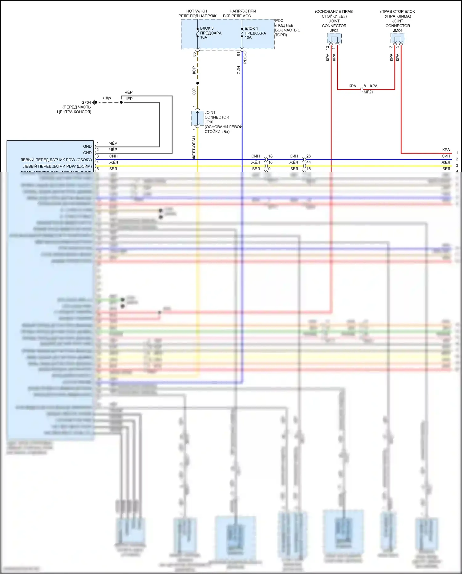 Sorento Kia IV рестайлинг (2023-2024): Электросхема парктроника, кроме гибрида с адами (1 из 4) 