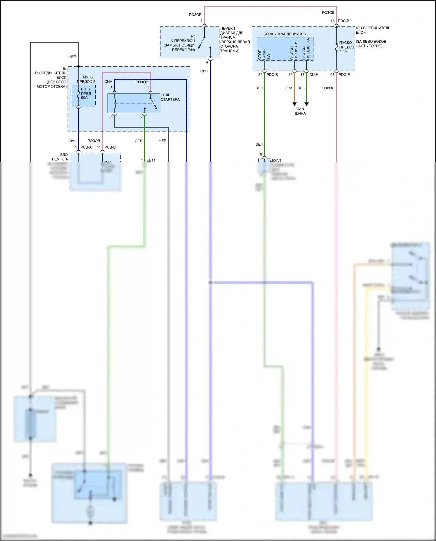 Sorento Kia IV рестайлинг (2023-2024): 2.5l, электросхема стартера, с интеллектуальным ключом 
