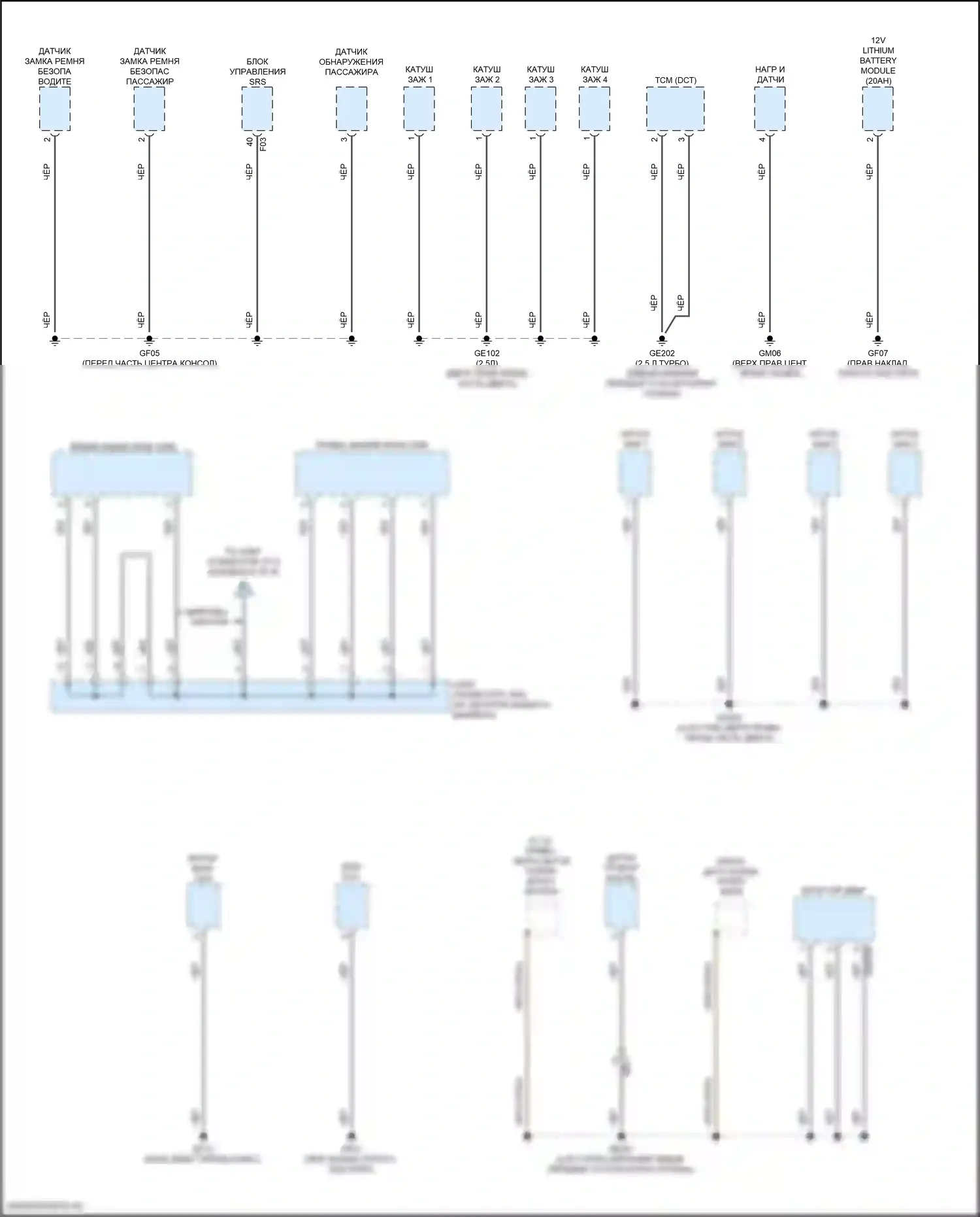 Sorento Kia IV рестайлинг (2023-2024): Электросхема разводки массы, за исключением гибридной (3 из 8) 