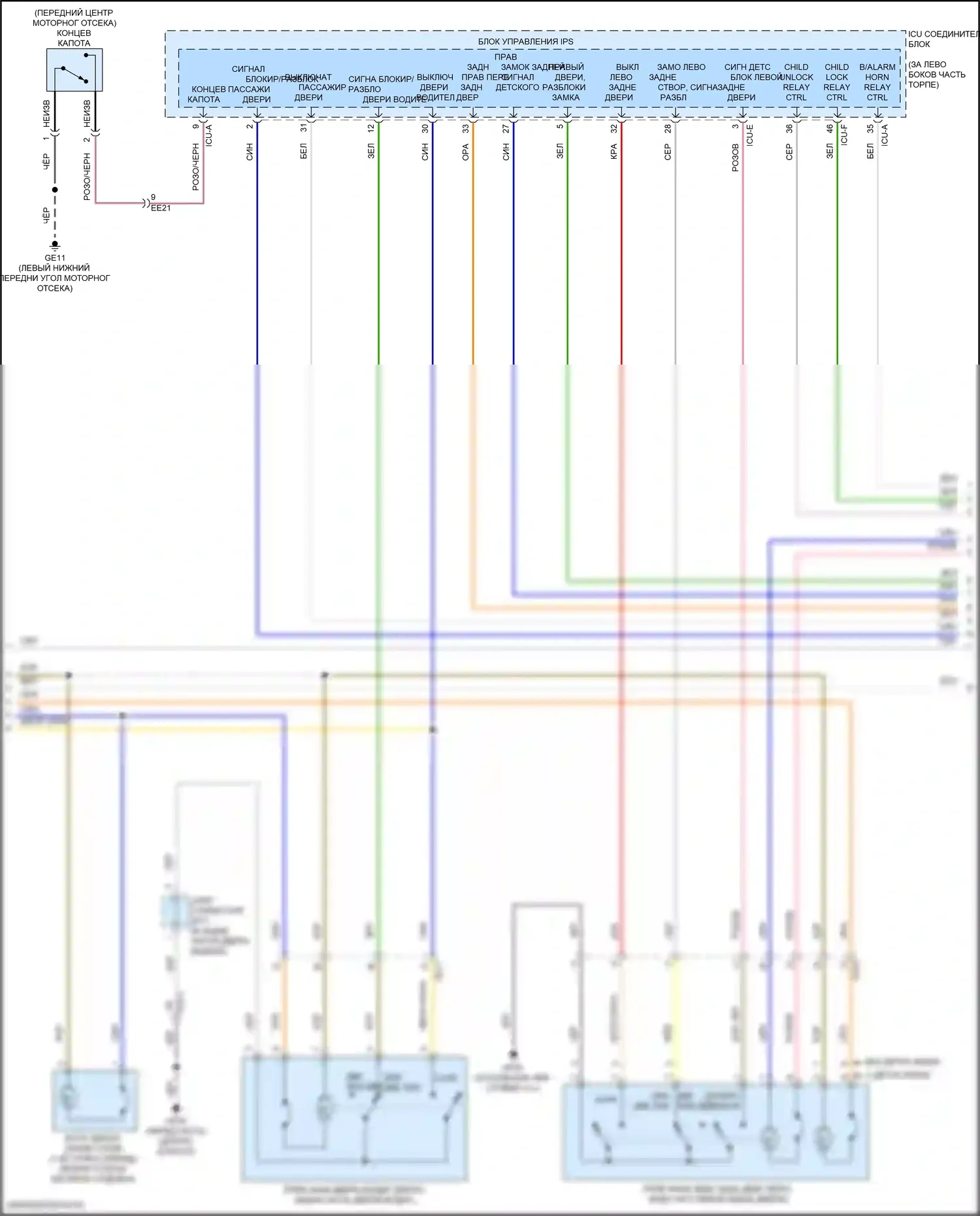 Sorento Kia IV рестайлинг (2023-2024): Электросхема центрального замка, гибридная (2 из 3) 