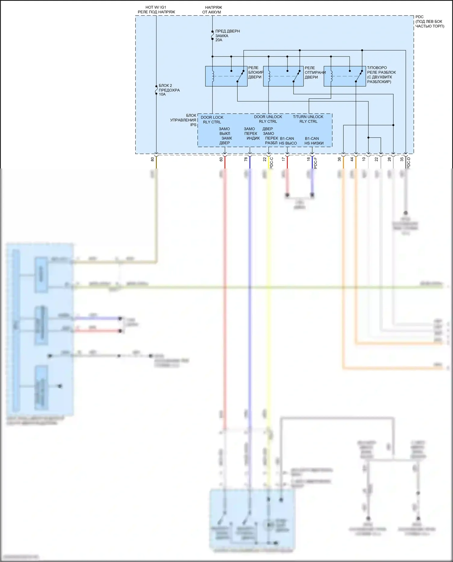 Sorento Kia IV рестайлинг (2023-2024): Электросхема центрального замка, кроме гибридного (1 из 4) 