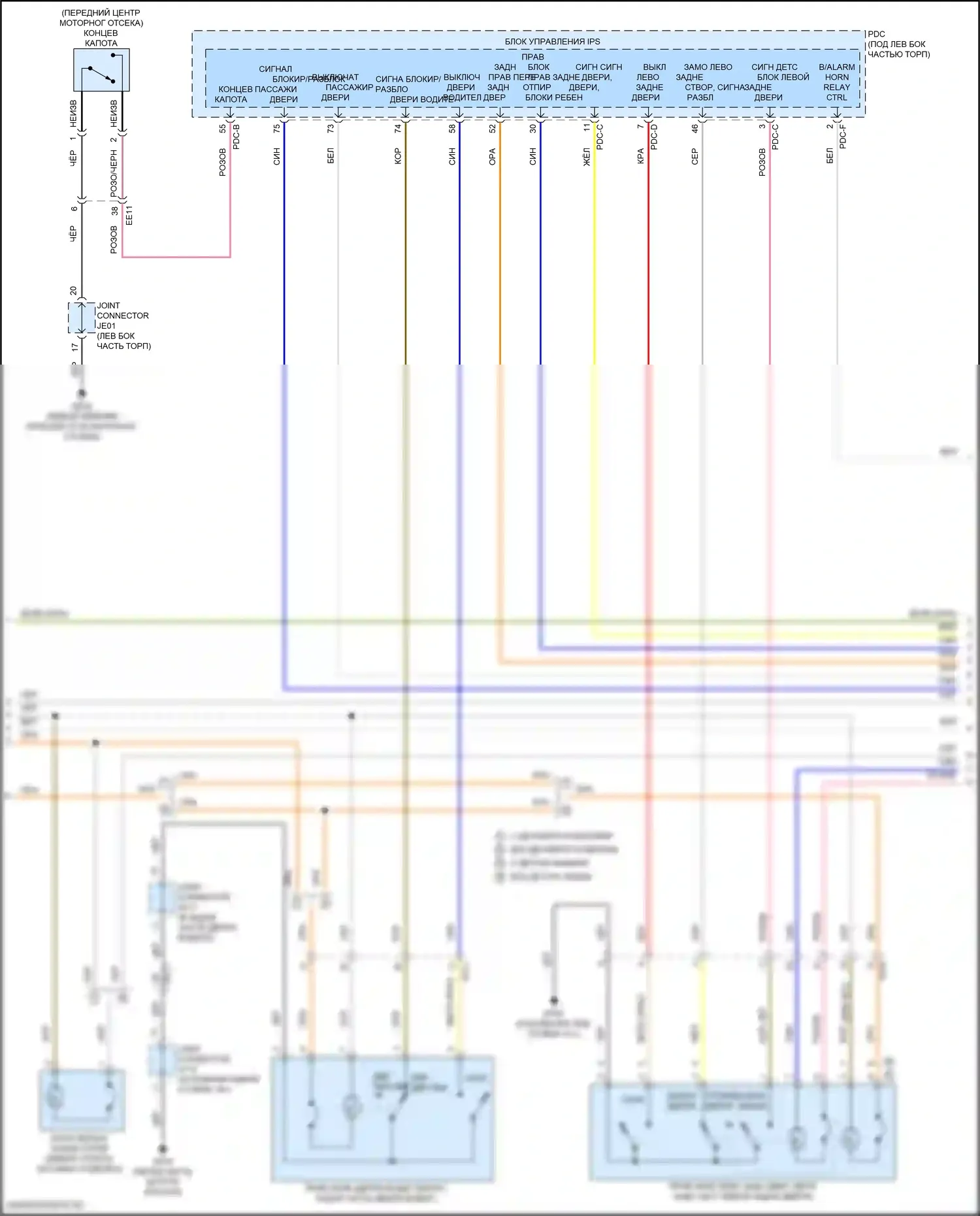 Sorento Kia IV рестайлинг (2023-2024): Электросхема центрального замка, кроме гибридного (2 из 4) 