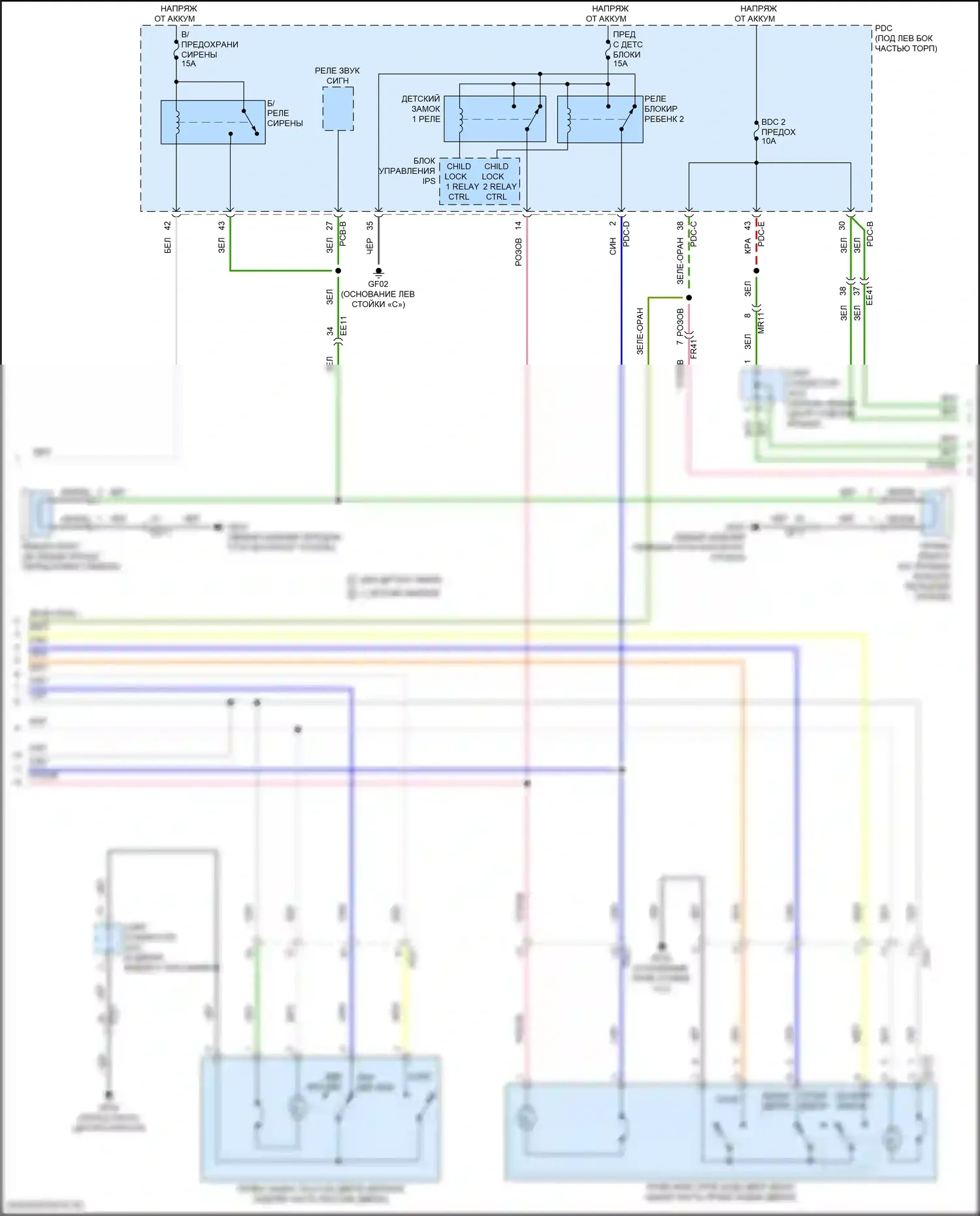 Sorento Kia IV рестайлинг (2023-2024): Электросхема центрального замка, кроме гибридного (3 из 4) 