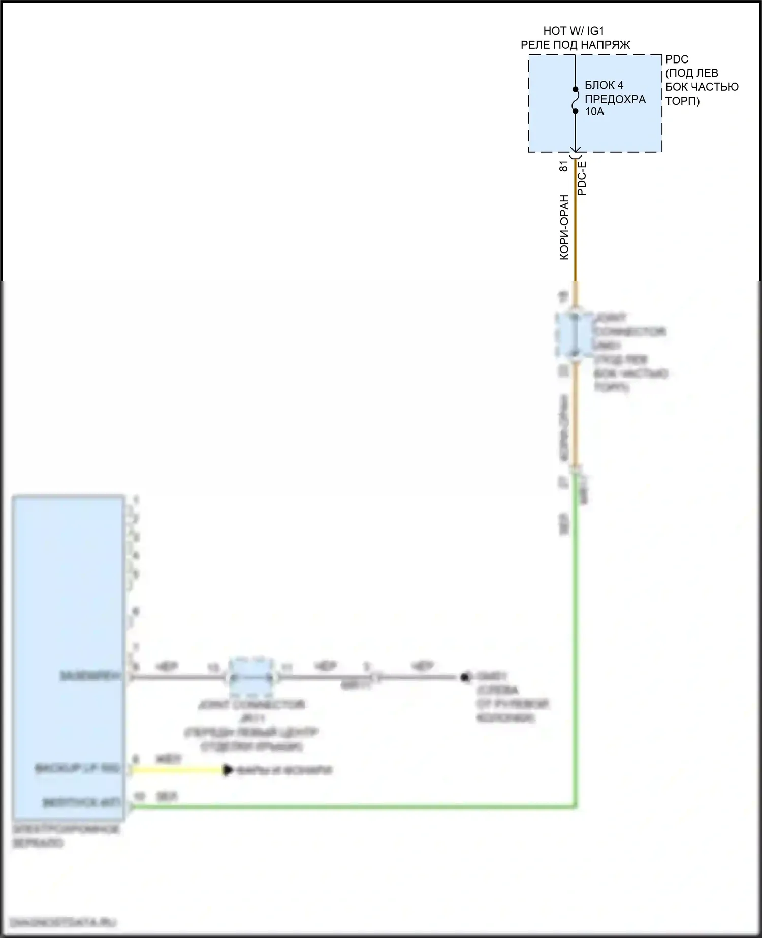 Sorento Kia IV рестайлинг (2023-2024): Электросхема электрохромного зеркала, кроме гибридного без dcm 