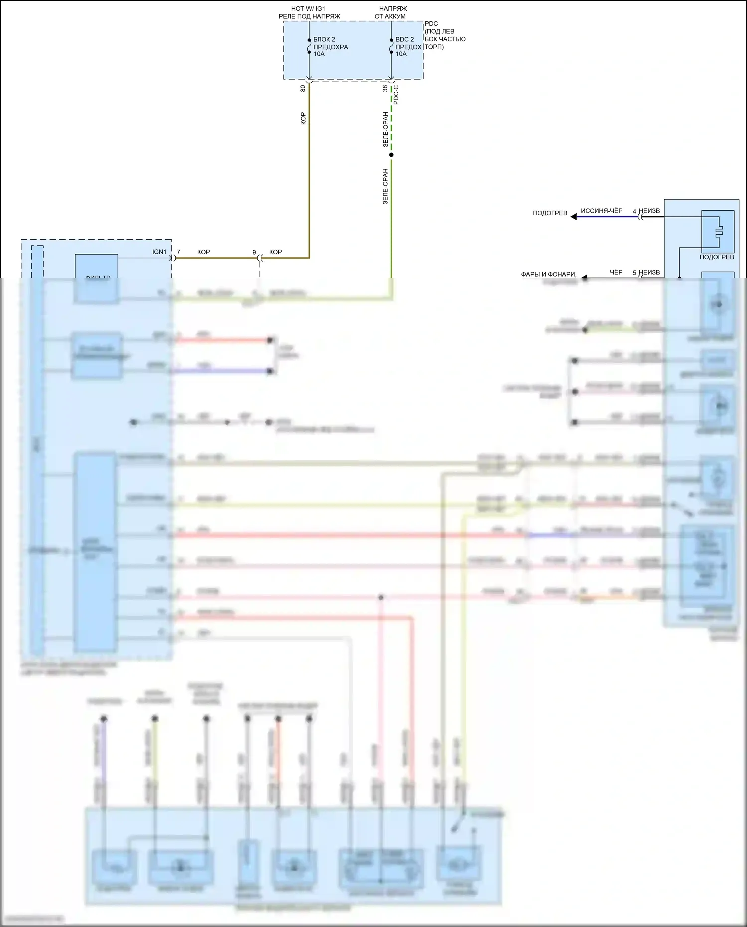 Sorento Kia IV рестайлинг (2023-2024): Управление зеркалами заднего вида электросхема, за исключением гибридной 