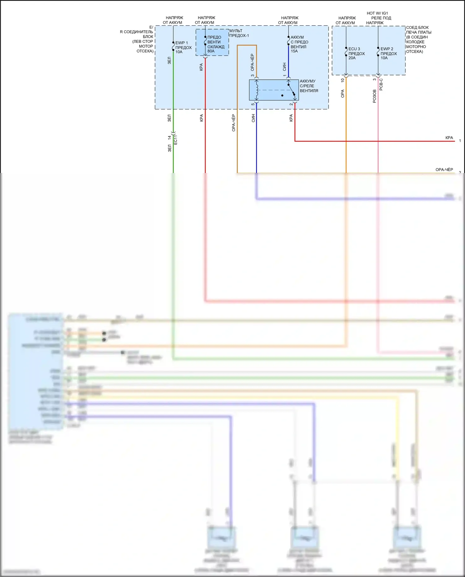 Sorento Kia IV рестайлинг (2023-2024): 1,6л турбо-гибрид, электросхема вентилятора охлаждения (1 из 2) 