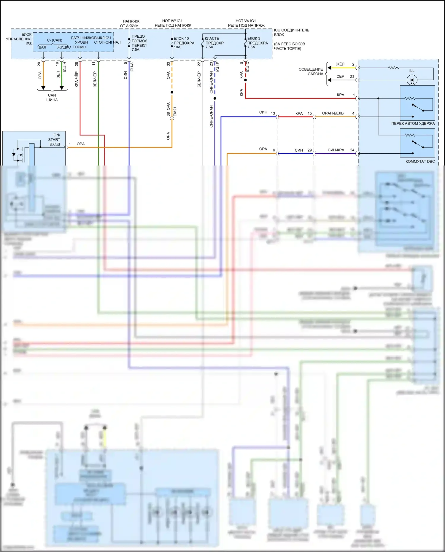 Sorento Kia IV (2020-2024): Антиблокировочная система abs электросхема соединений, гибридная (2 из 2) 