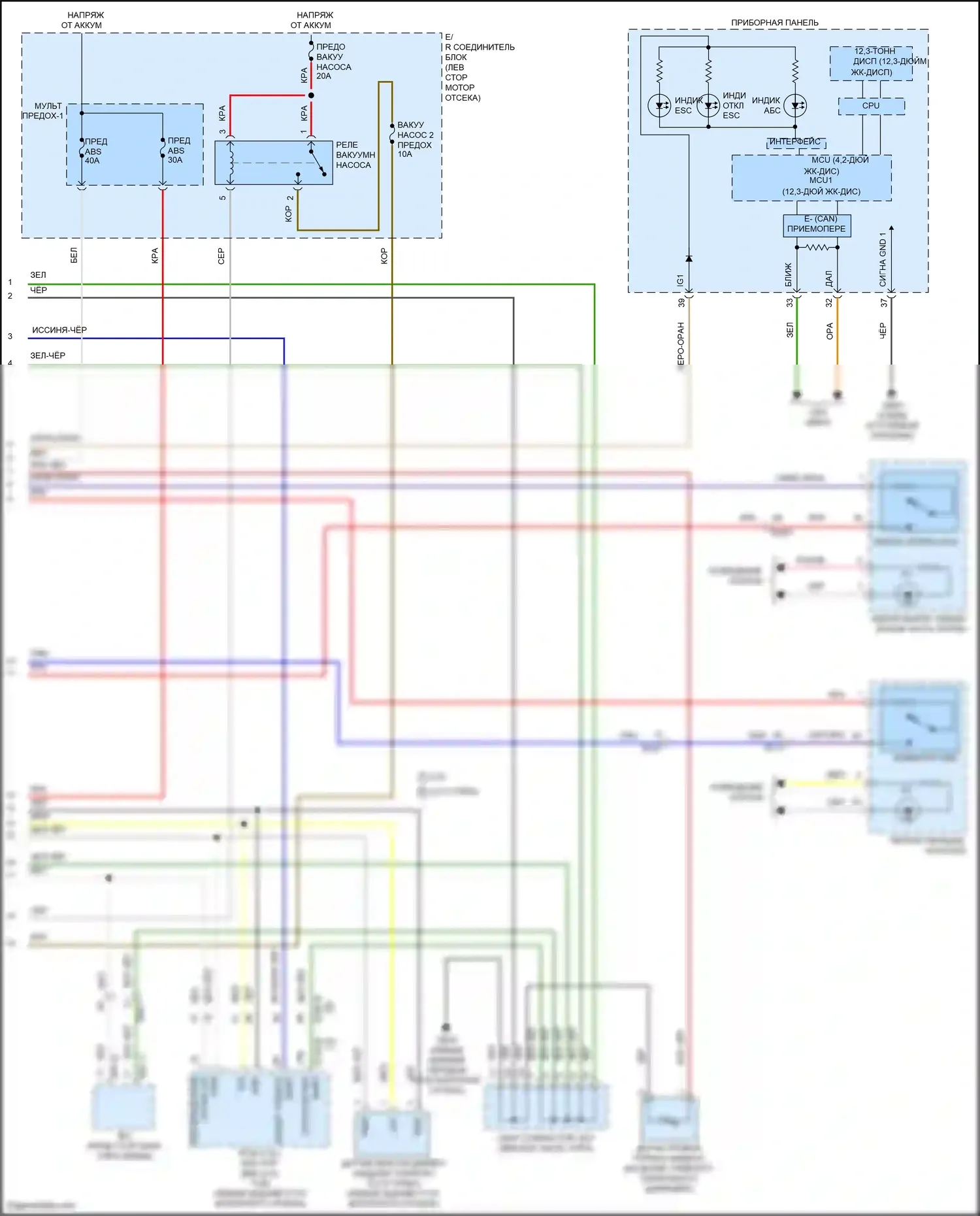 Sorento Kia IV (2020-2024): Антиблокировочная система abs электросхема, за исключением гибридной без epb (2 из 2) 