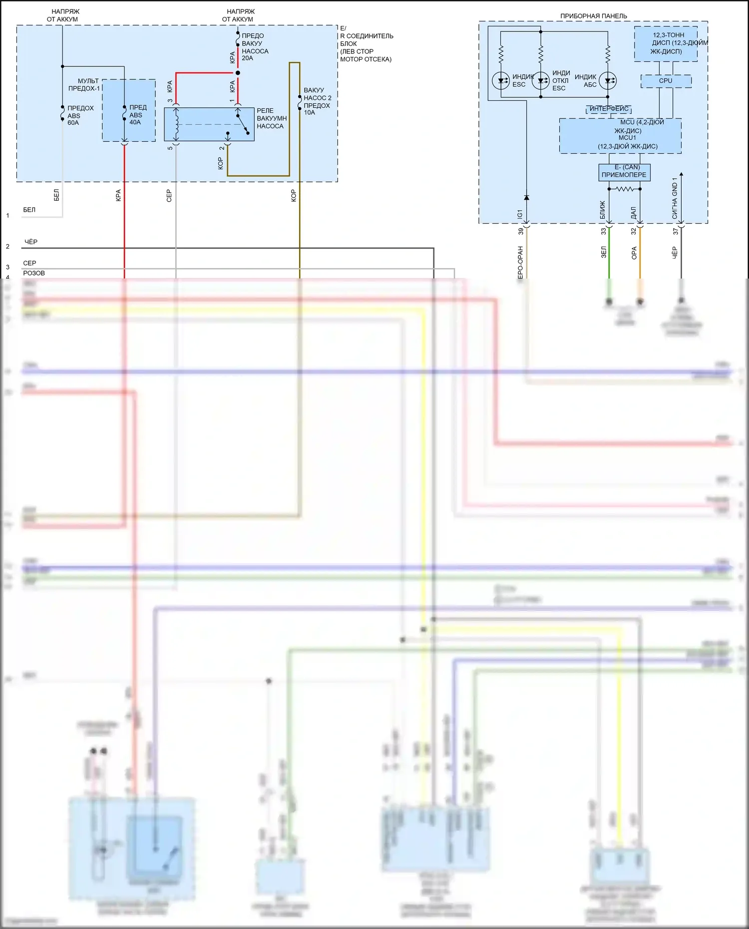 Sorento Kia IV (2020-2024): Антиблокировочная система abs электросхема, за исключением гибридной с epb (2 из 3) 