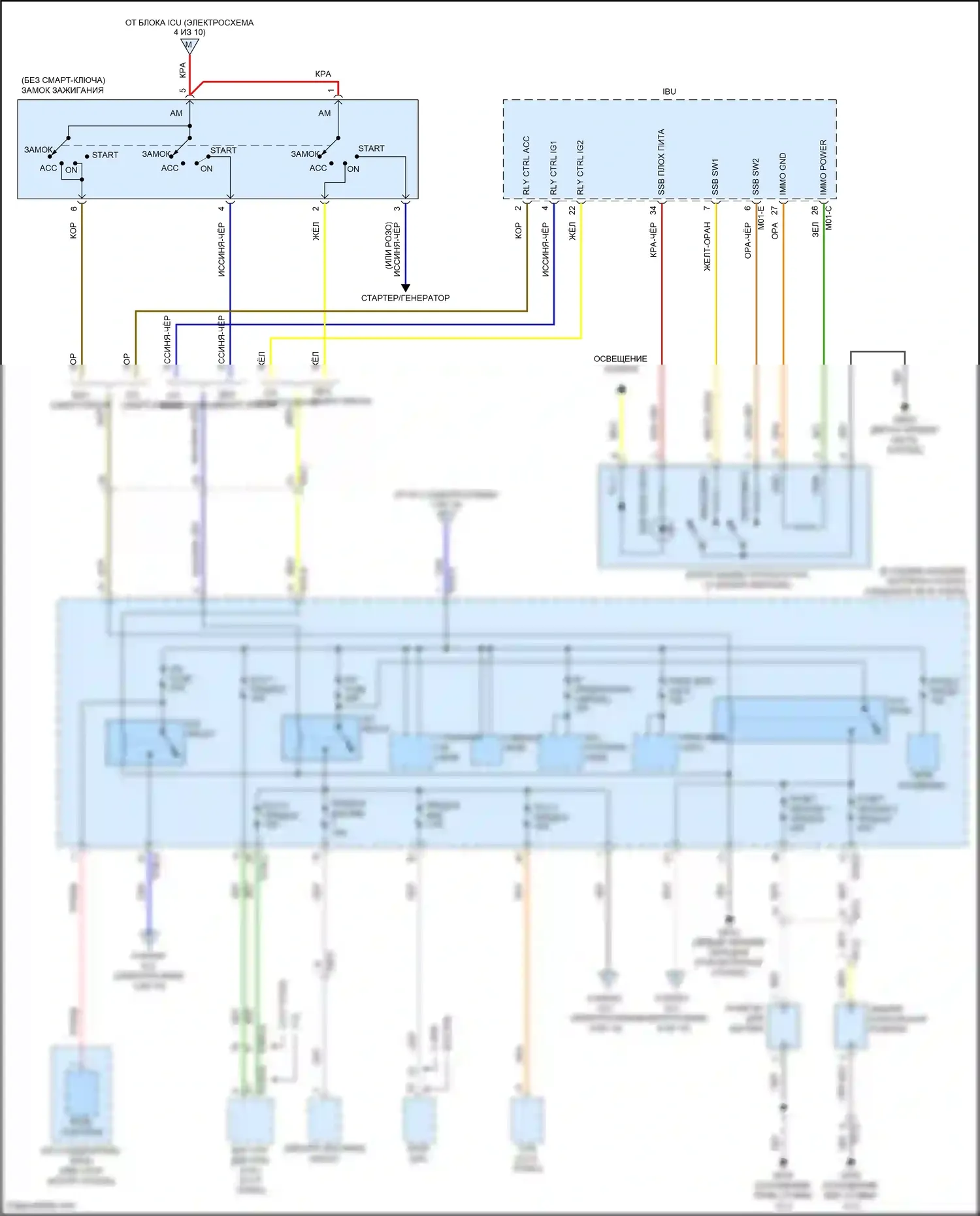 Sorento Kia IV (2020-2024): Электросхема блока предохранителей реле, кроме гибридного (2 из 10) 