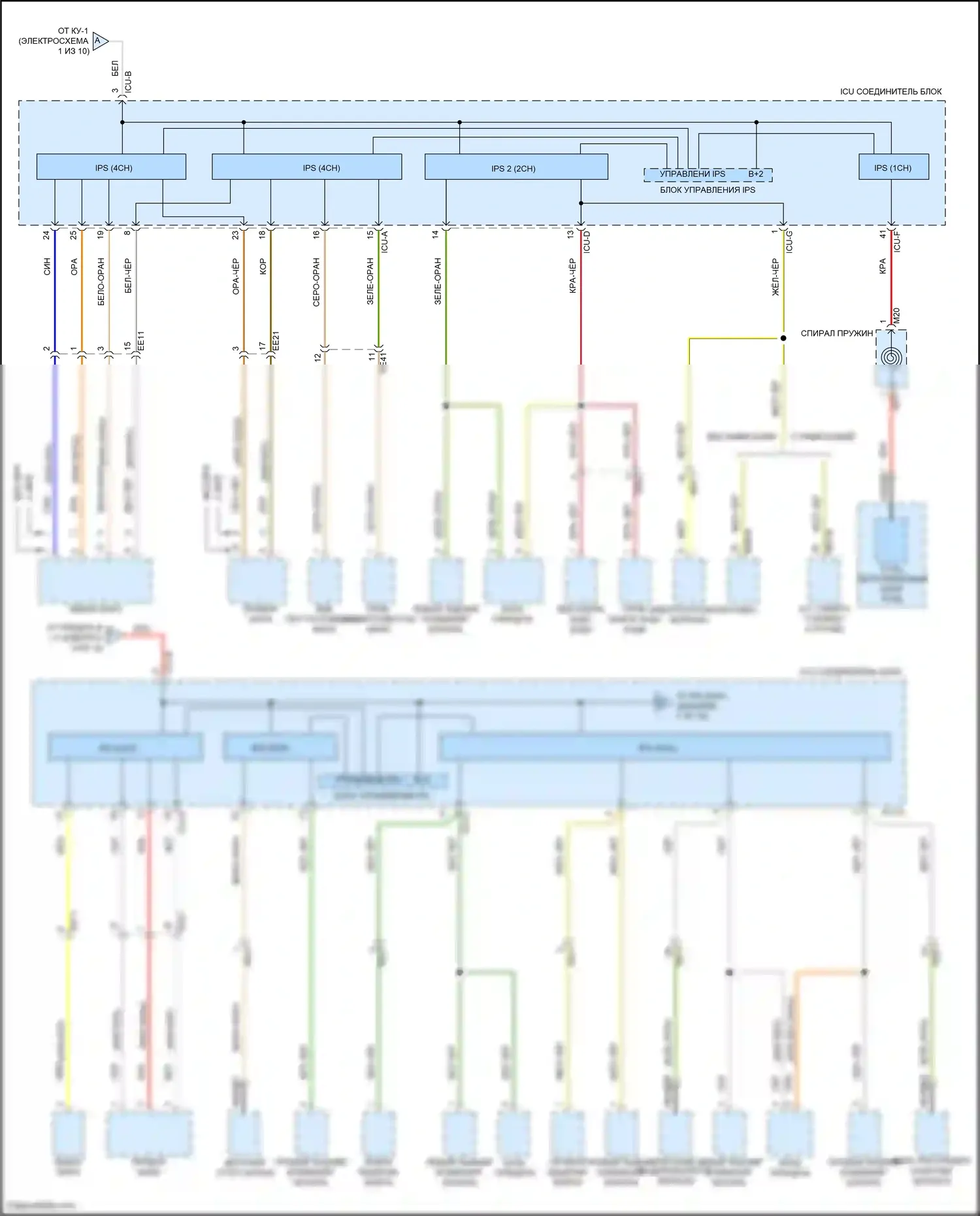 Sorento Kia IV (2020-2024): Электросхема блока предохранителей реле, кроме гибридного (6 из 10) 