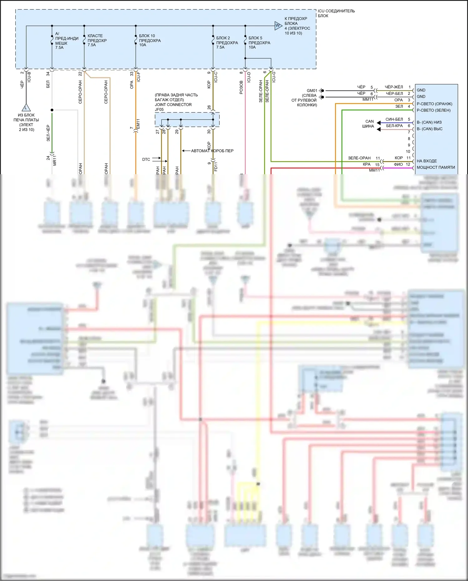 Sorento Kia IV (2020-2024): Электросхема блока предохранителей реле, кроме гибридного (9 из 10) 