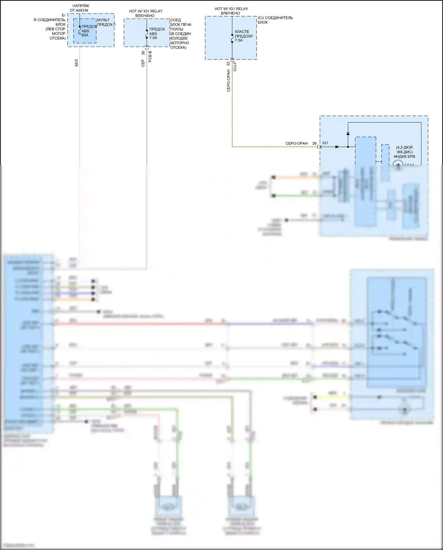 Sorento Kia IV (2020-2024): Электрическая электросхема ручника, кроме гибридного 