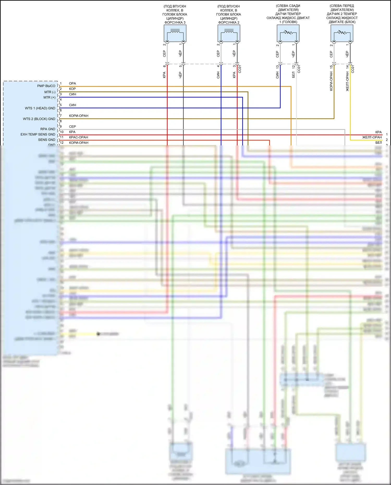 Sorento Kia IV (2020-2024): Электросхема двигателя 1,6л турбогибрида, электросхема органов управления двигателем (1 из 8) 