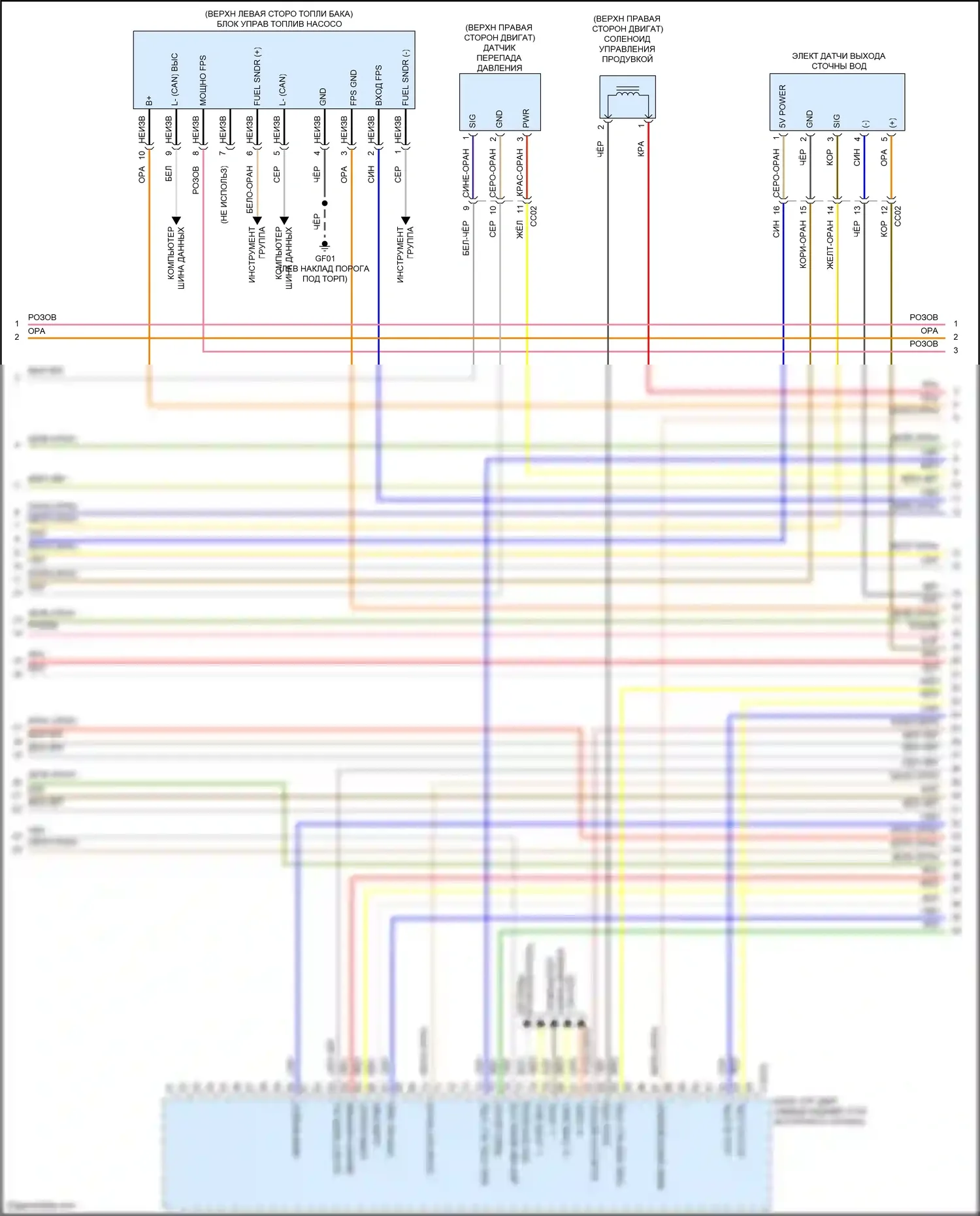 Sorento Kia IV (2020-2024): Электросхема двигателя 1,6л турбогибрида, электросхема органов управления двигателем (4 из 8) 