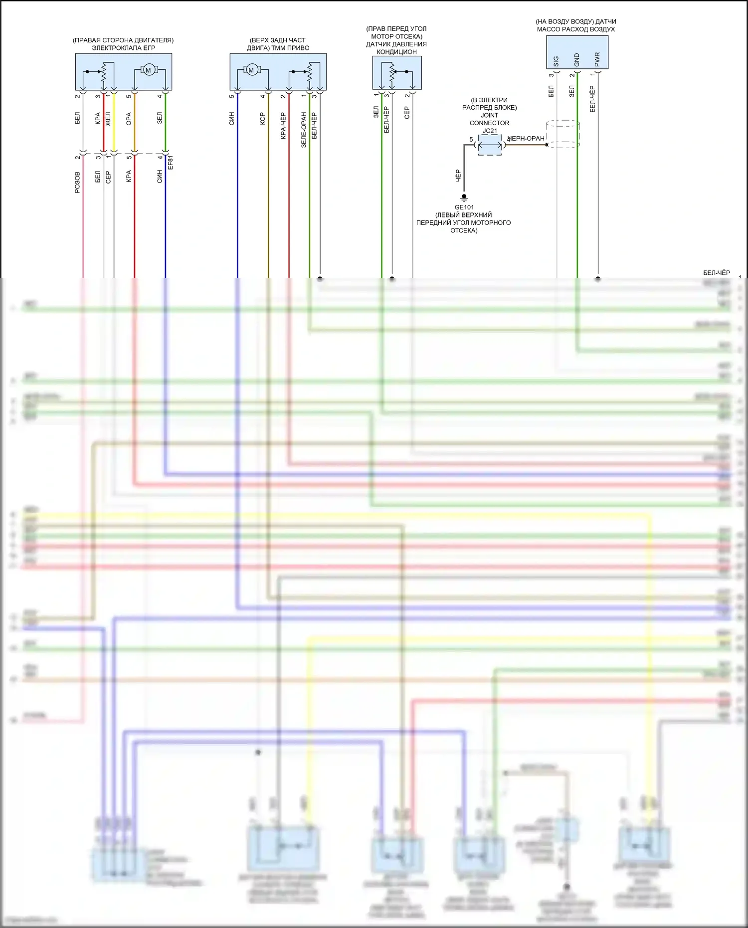 Sorento Kia IV (2020-2024): Электросхема двигателя 2.5l, электросхема органов управления двигателем (2 из 8) 