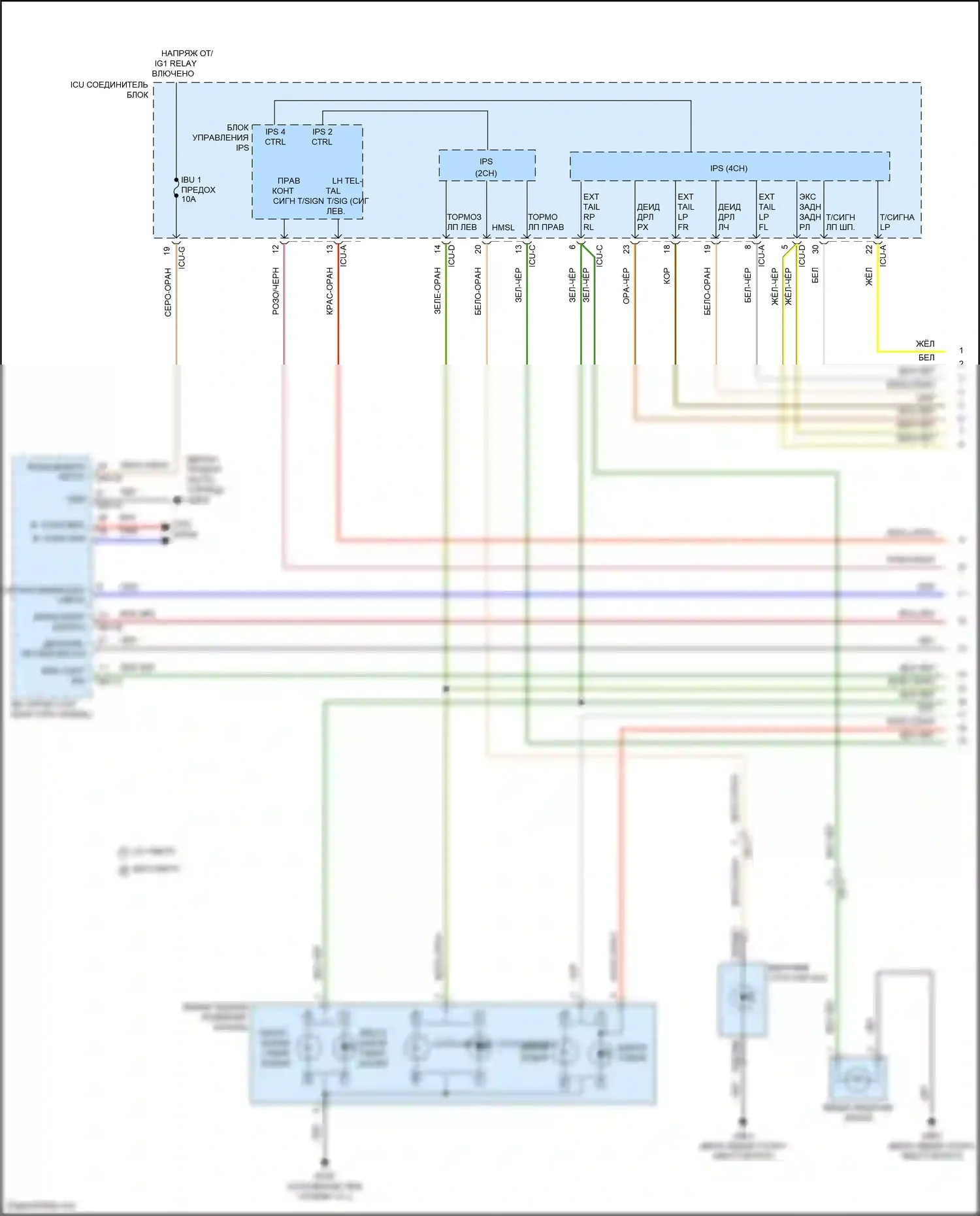 Sorento Kia IV (2020-2024): Электросхема фар и фонарей, за исключением гибридных (1 из 4) 
