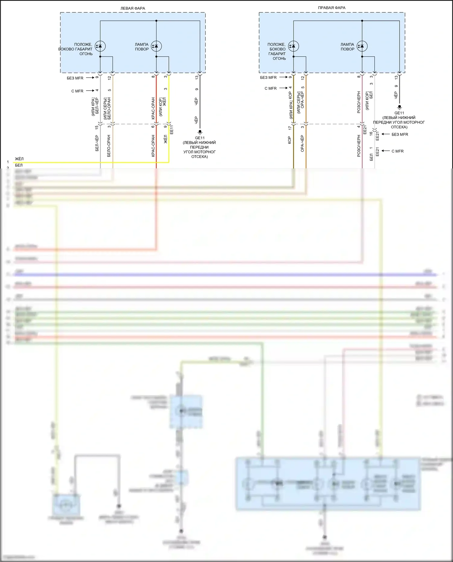Sorento Kia IV (2020-2024): Электросхема фар и фонарей, за исключением гибридных (2 из 4) 
