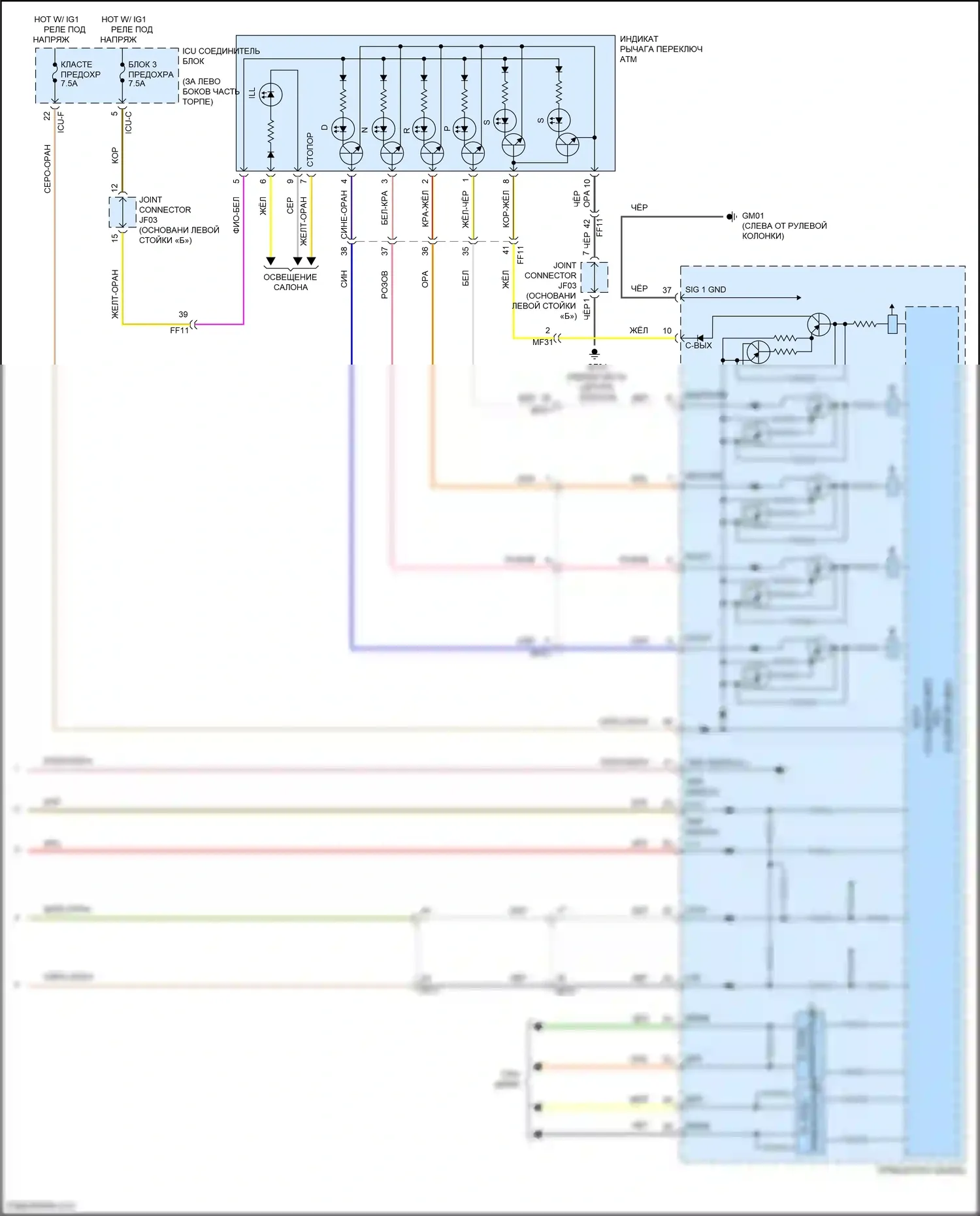 Sorento Kia IV (2020-2024): 2.5l, электросхема соединений автоматической коробки передач (3 из 3) 