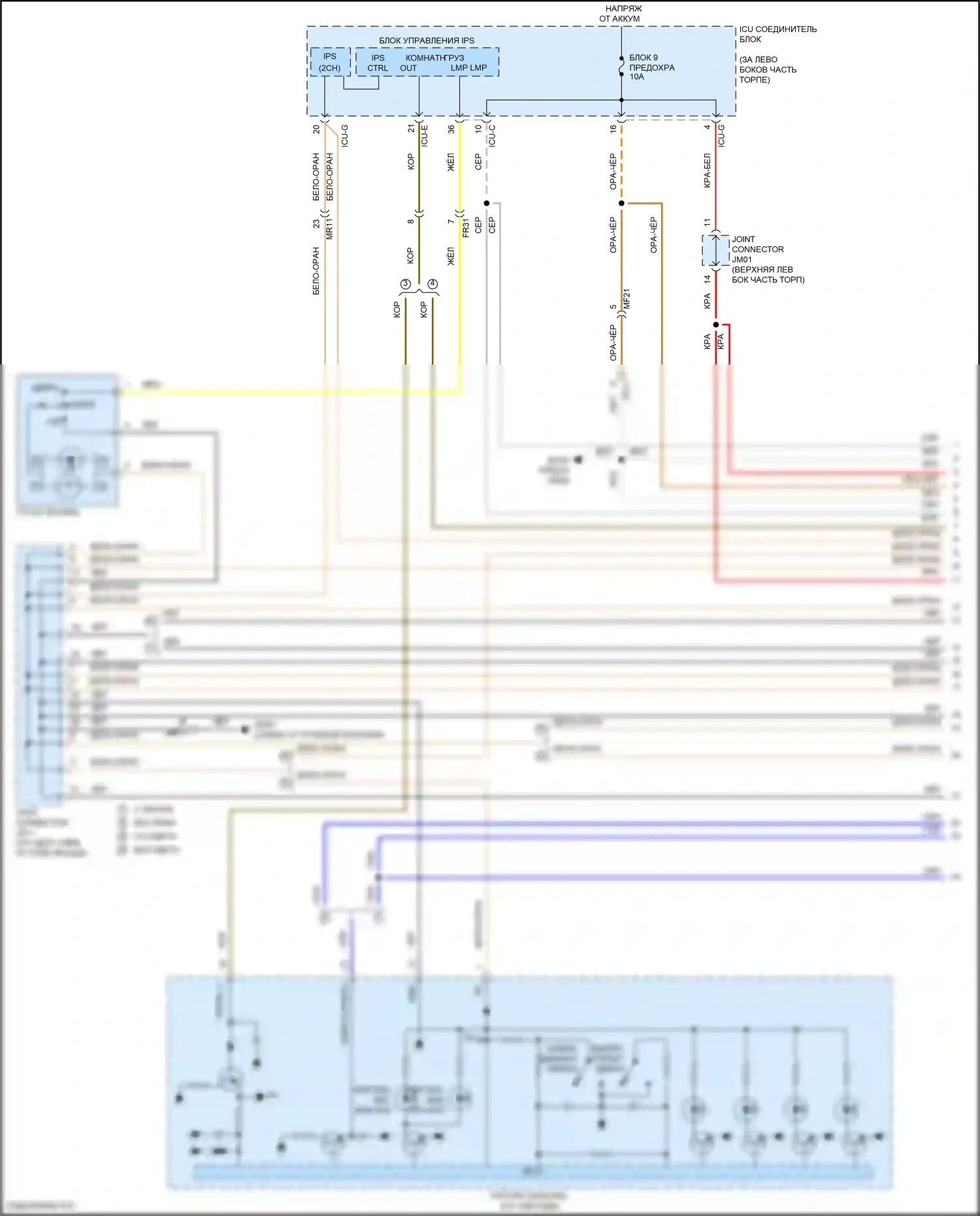 Sorento Kia IV (2020-2024): Электросхема освещения салона, гибридная (1 из 3) 