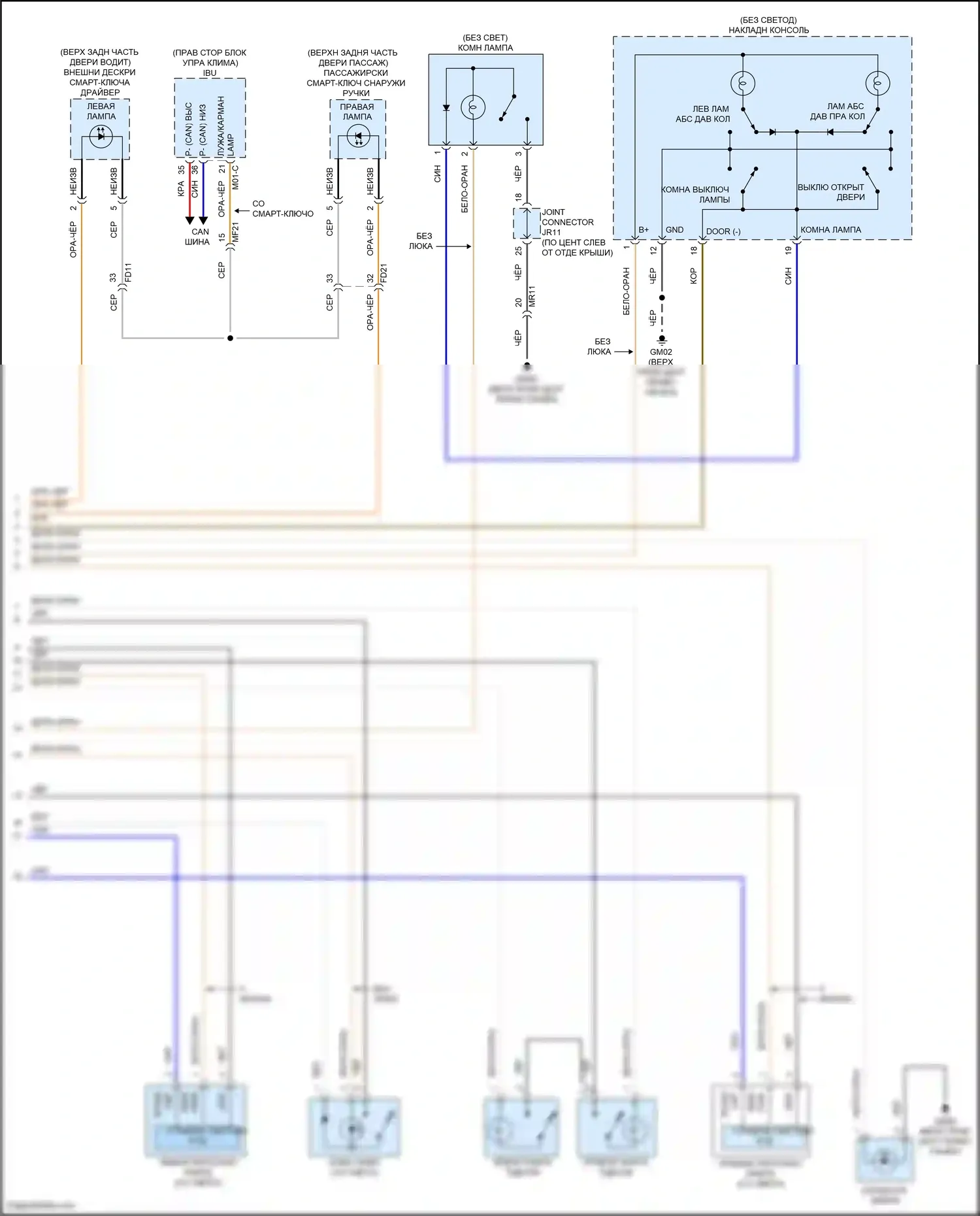 Sorento Kia IV (2020-2024): Электросхема освещения салона, кроме гибридной (2 из 2) 