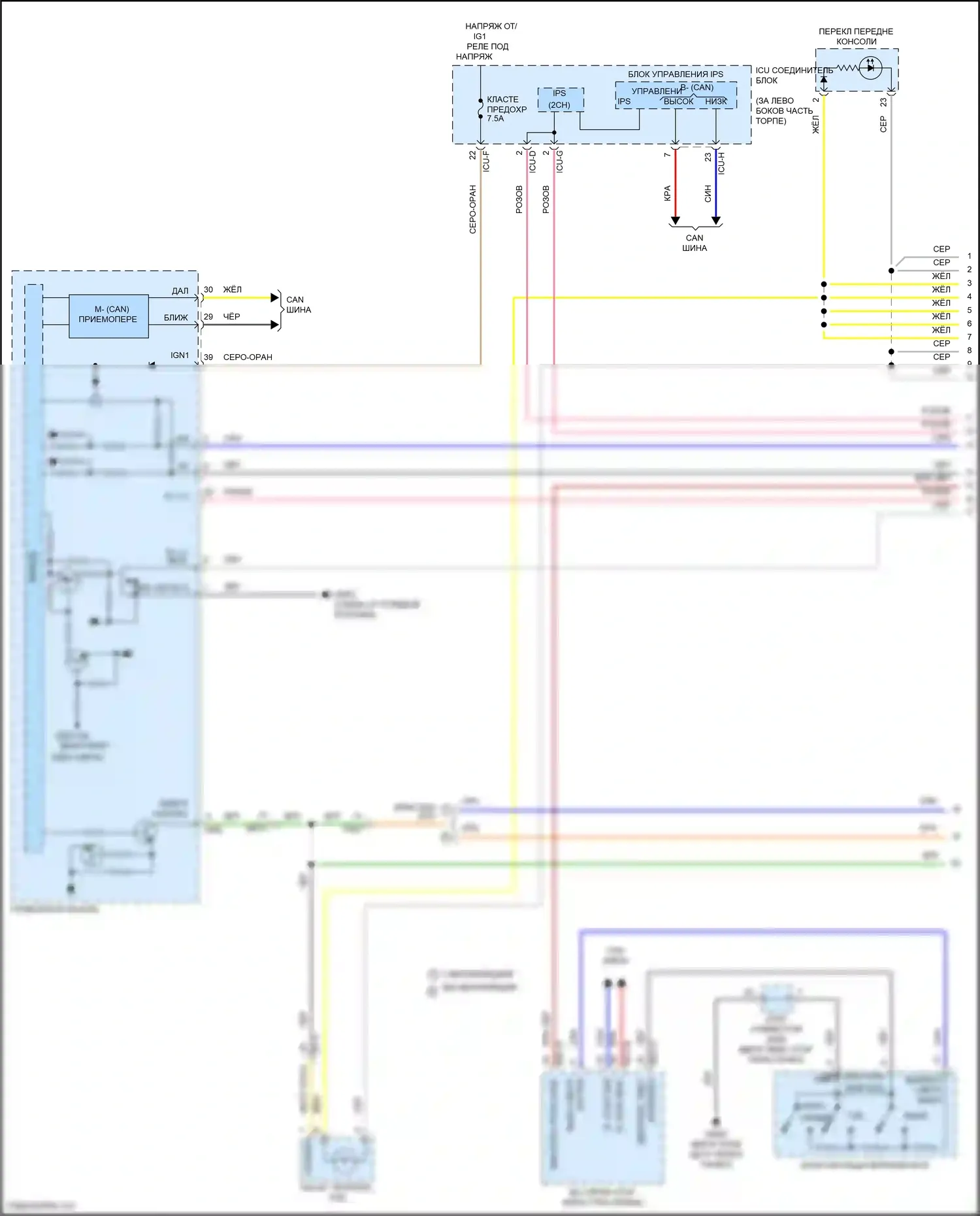 Sorento Kia IV (2020-2024): Электросхема подсветки приборов, кроме гибридной (1 из 3) 
