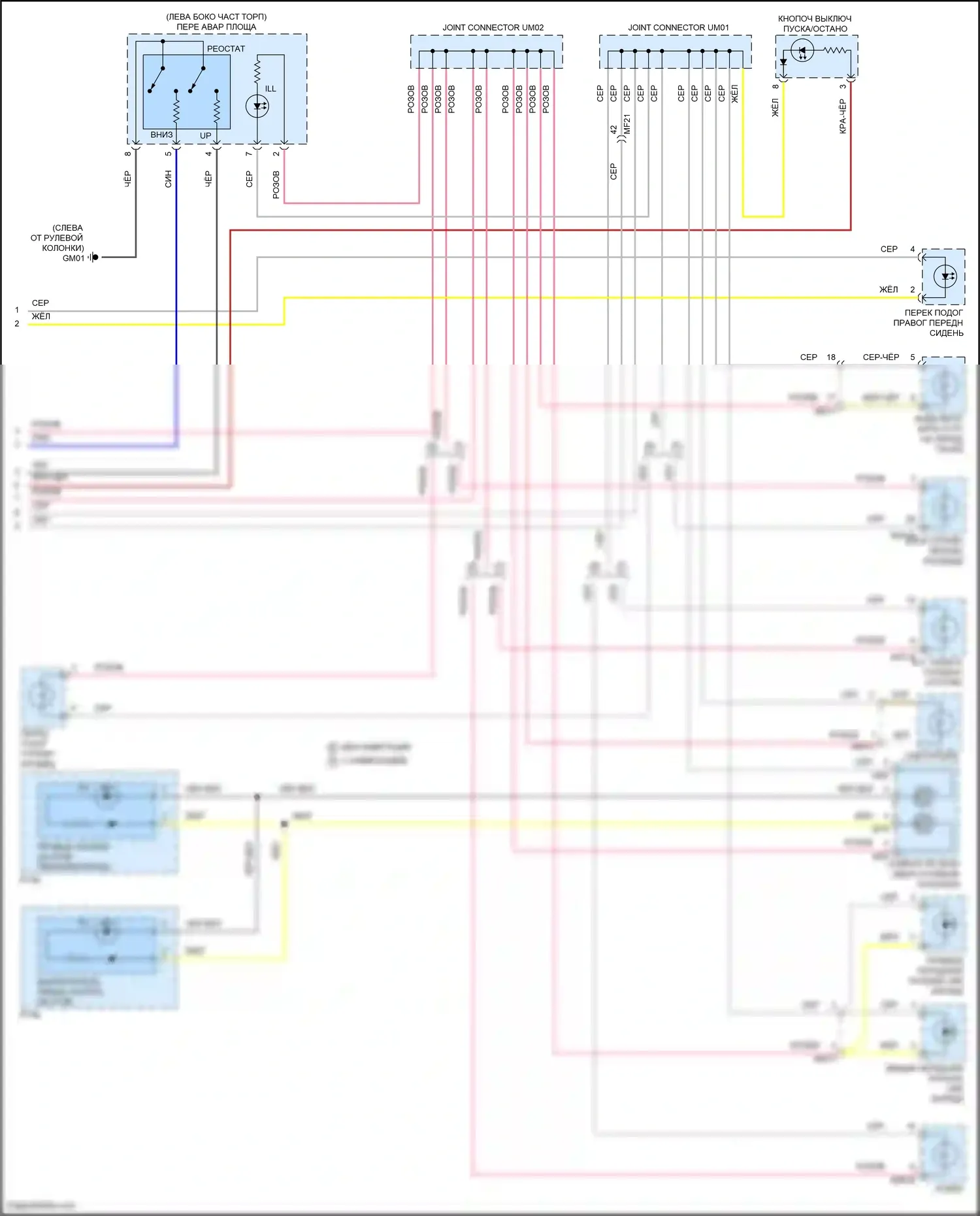 Sorento Kia IV (2020-2024): Электросхема подсветки приборов, кроме гибридной (3 из 3) 