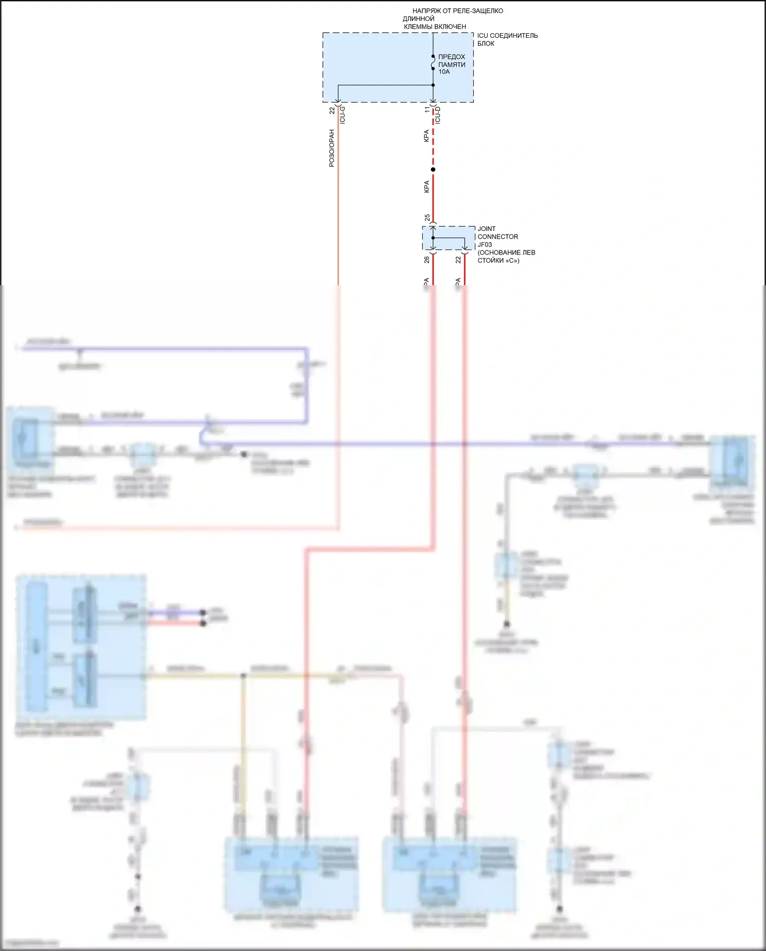 Sorento Kia IV (2020-2024): Электросхема подогрева стекол, гибридная (2 из 2) 