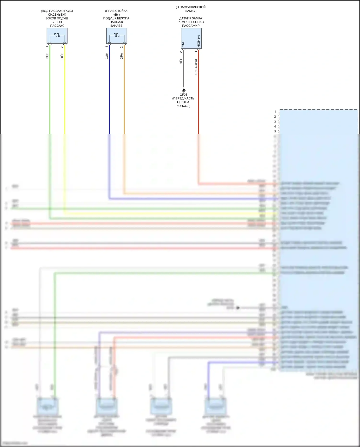 Sorento Kia IV (2020-2024): Электросхема подушек безопасности, гибридная (3 из 3) 