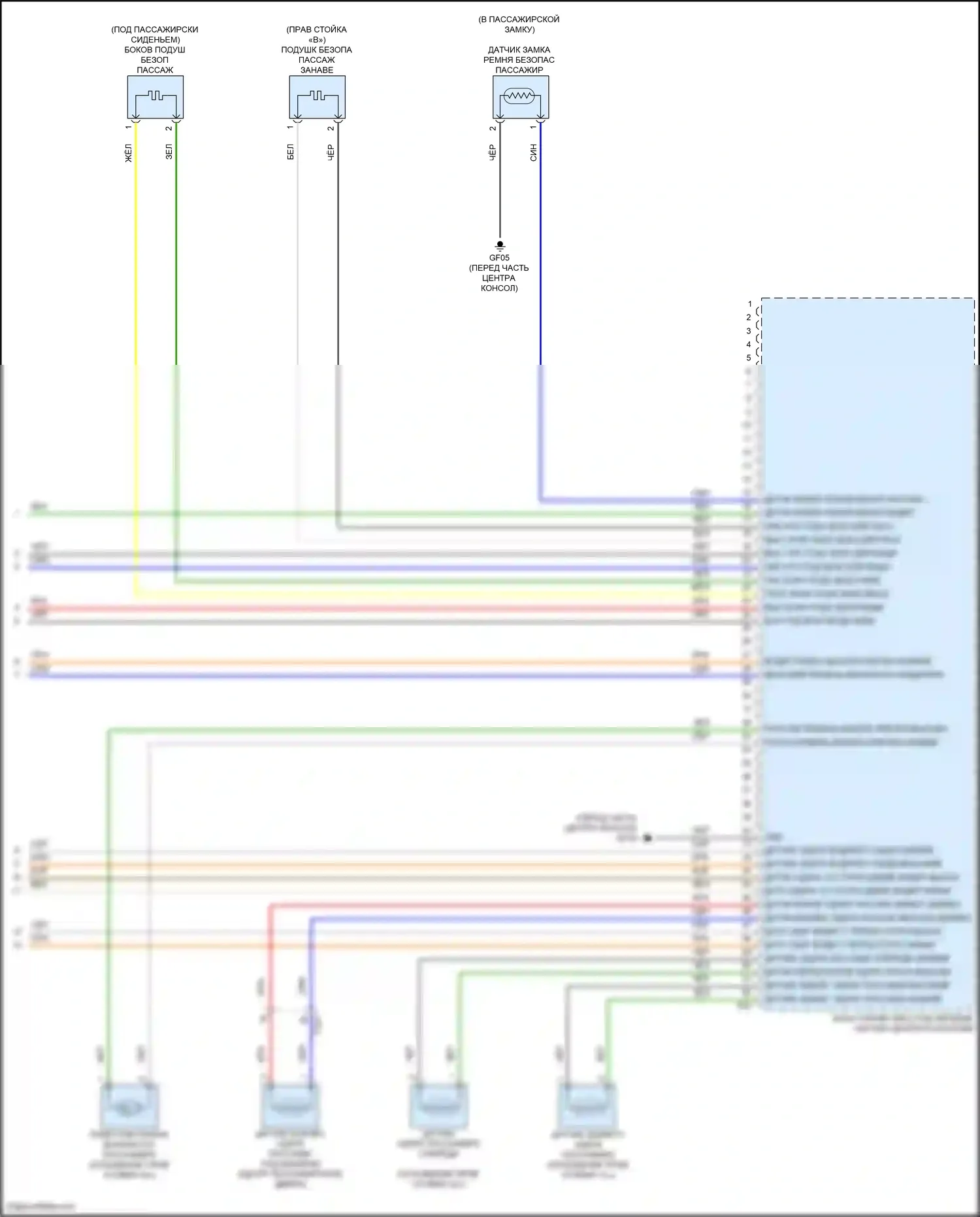 Sorento Kia IV (2020-2024): Электросхема подушек безопасности, кроме гибридной (3 из 3) 