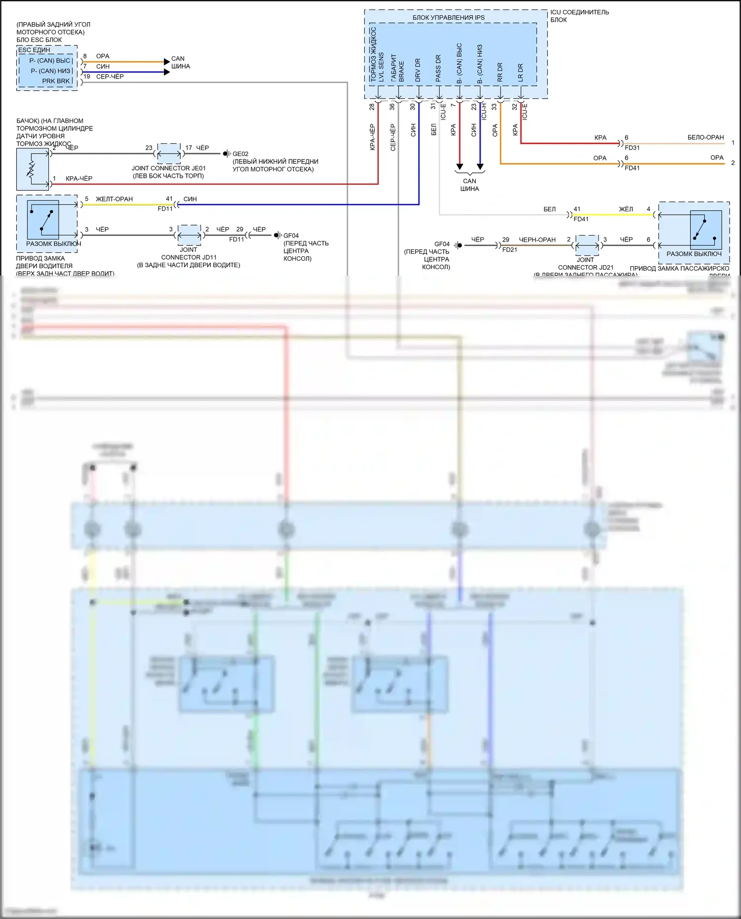 Sorento Kia IV (2020-2024): Электросхема приборной панели, за исключением гибридной с 4,2-дюймовым жк-дисплеем (2 из 3) 