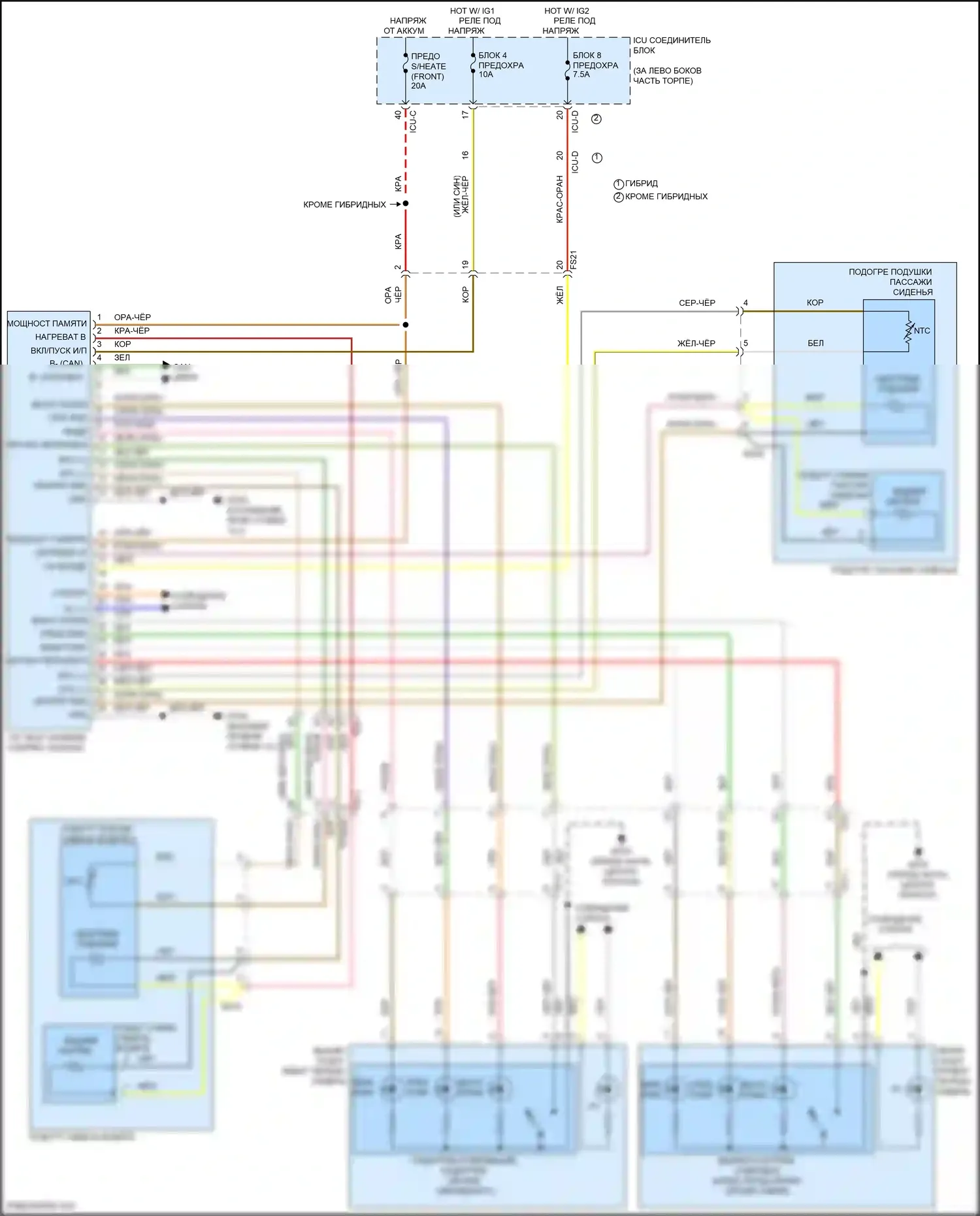 Sorento Kia IV (2020-2024): Электросхема передних обогреваемых сидений 