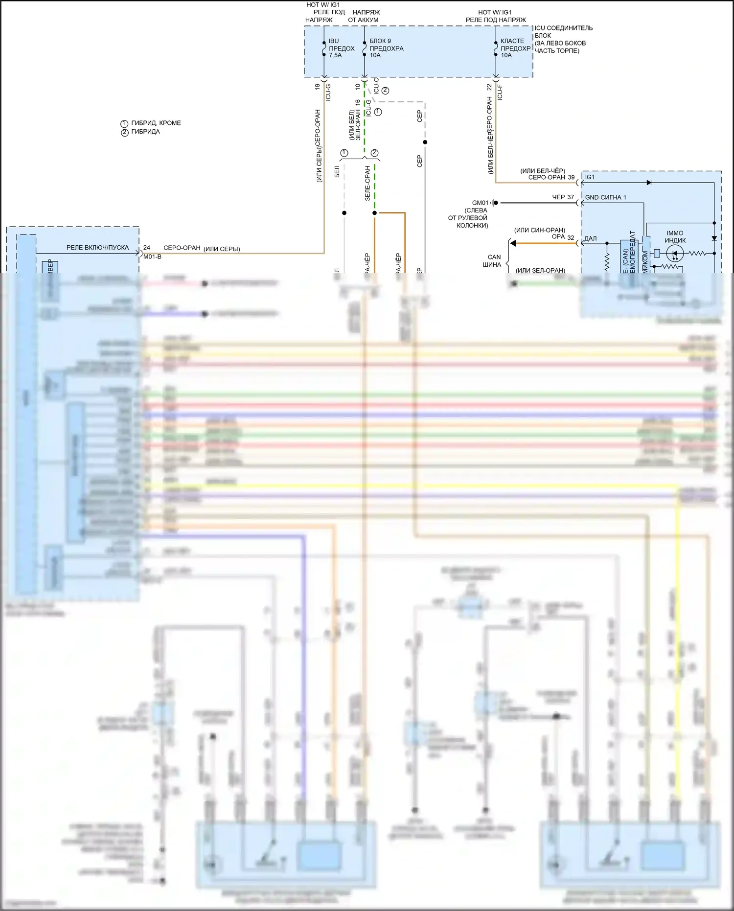 Sorento Kia IV (2020-2024): Электросхема иммобилайзера, с системой интеллектуальных ключей (1 из 2) 