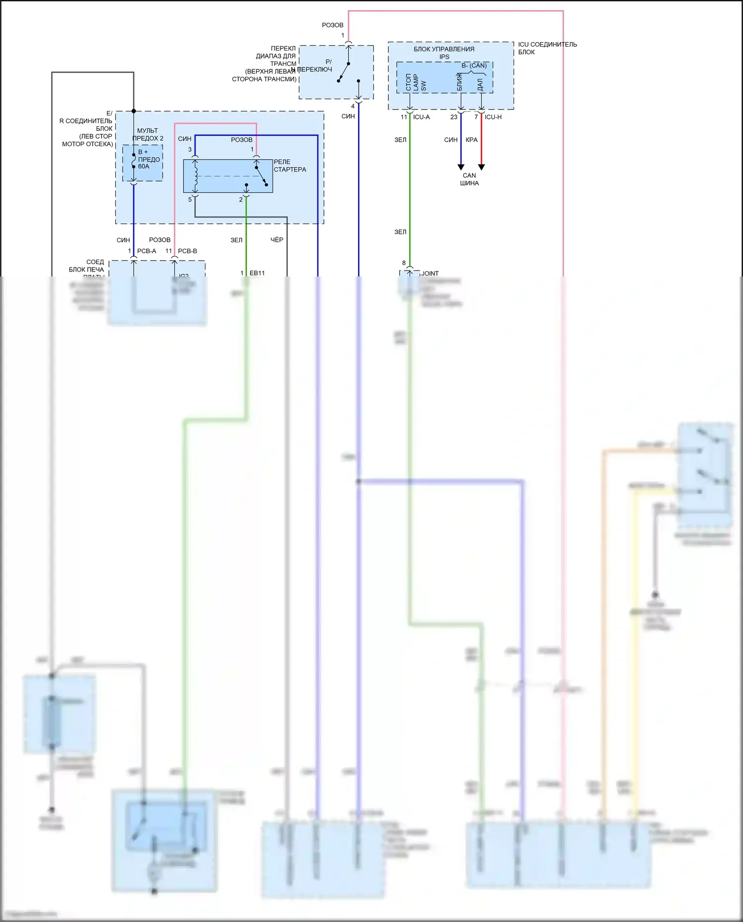 Sorento Kia IV (2020-2024): 2.5l, электросхема стартера, с интеллектуальным ключом 