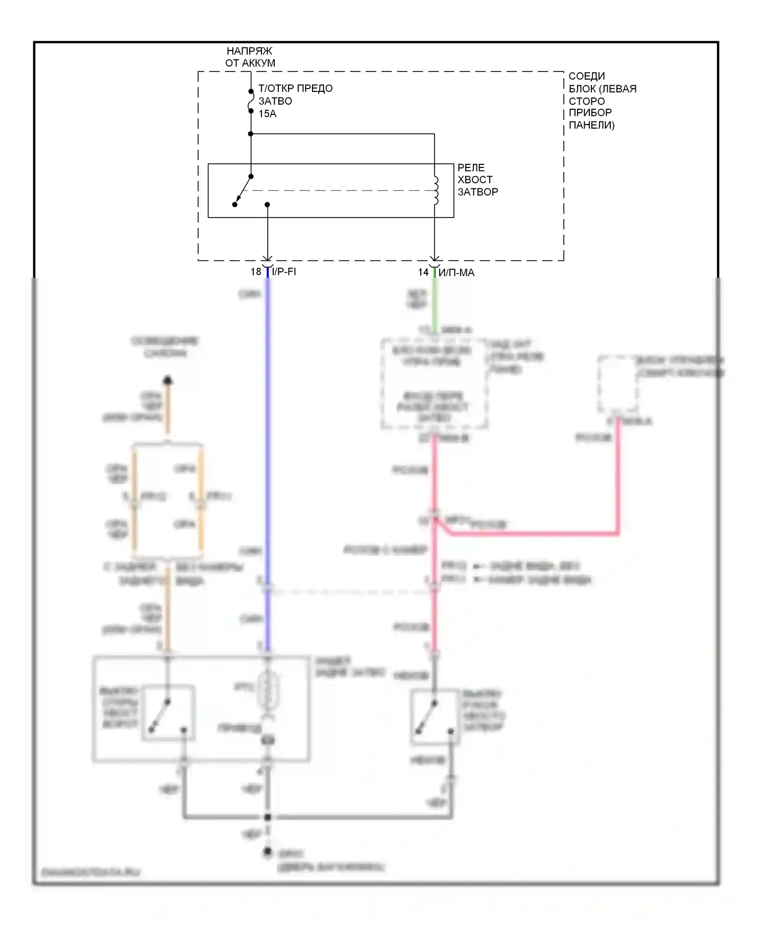 Soul Kia I рестайлинг (2011-2014): Электросхема выпуска двери багажника 