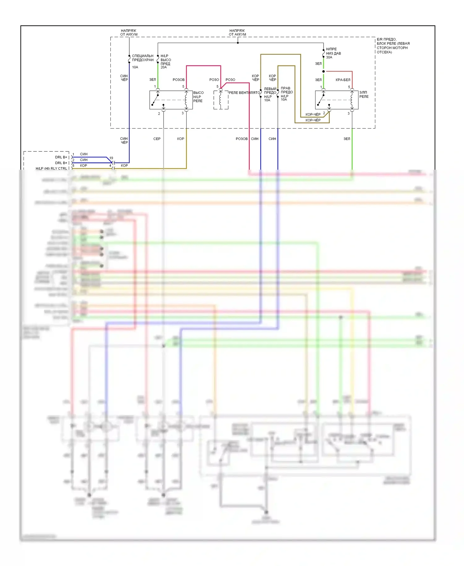 Soul Kia I рестайлинг (2011-2014): Электросхема фар, с дрелью (1 из 2) 
