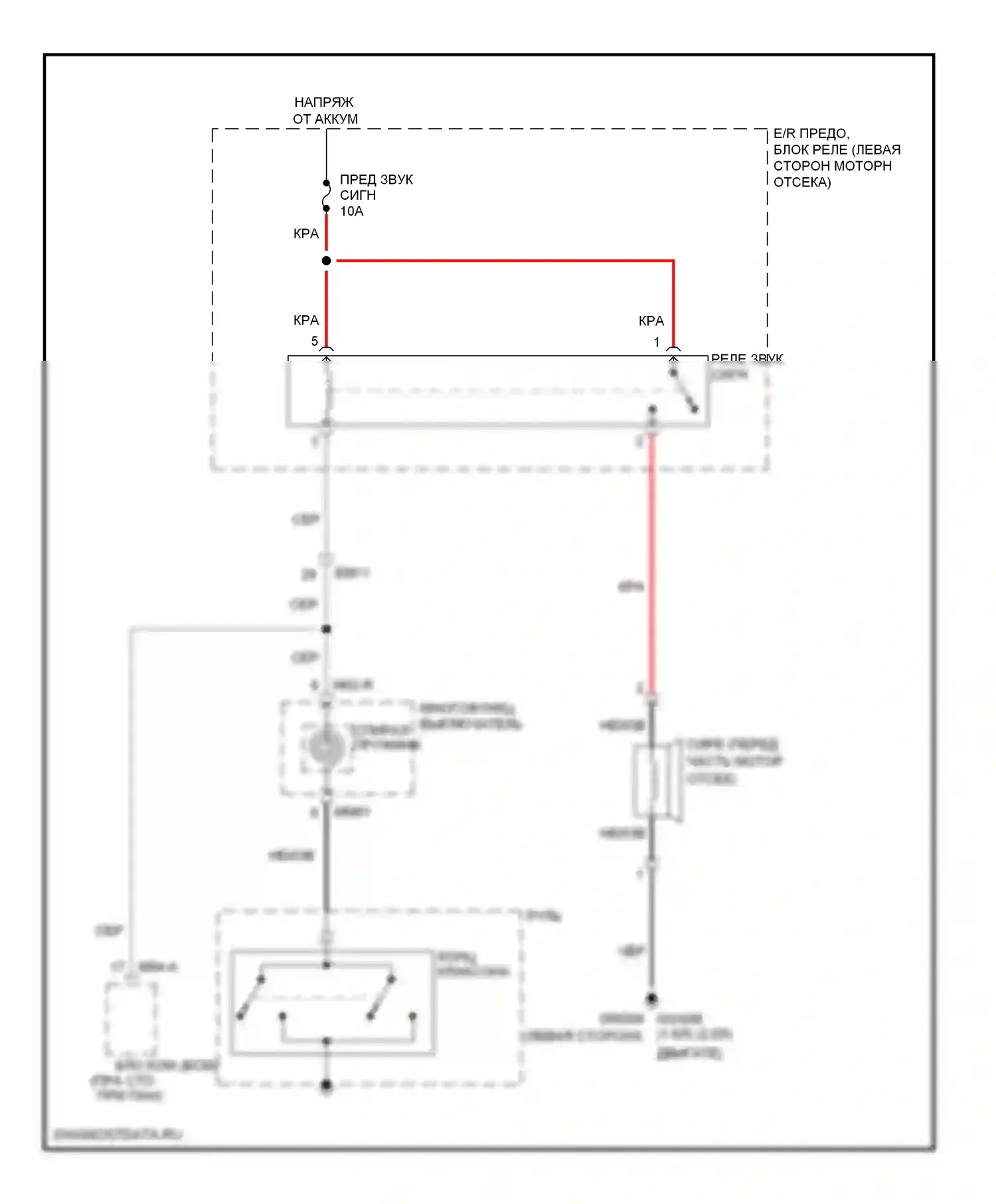 Soul Kia I рестайлинг (2011-2014): Электросхема клаксона 