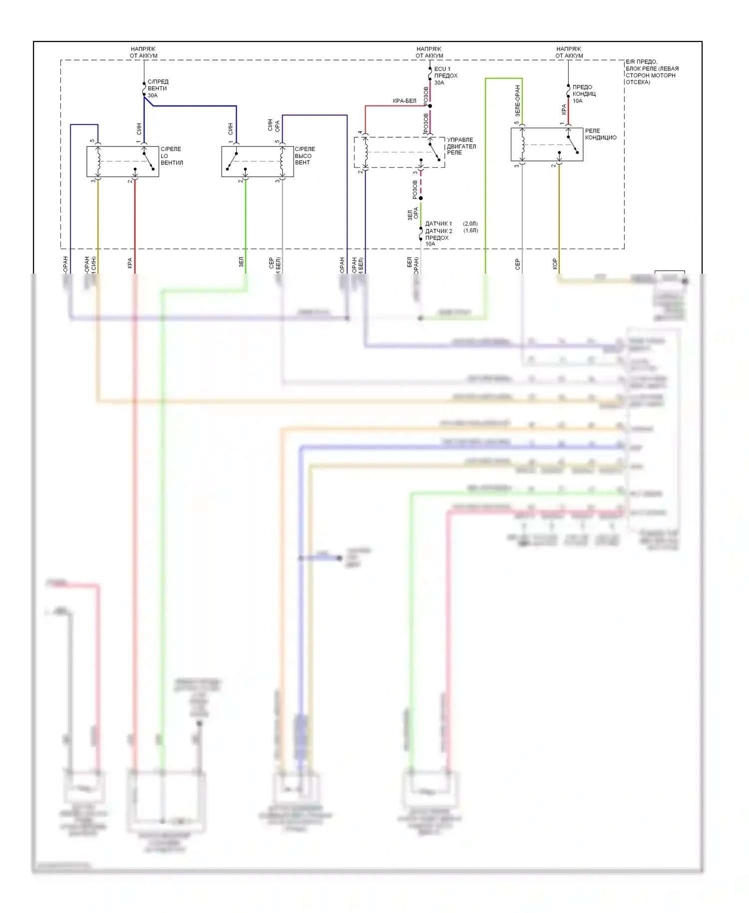Soul Kia I рестайлинг (2011-2014): Электросхема ручного кондиционера (2 из 2) 
