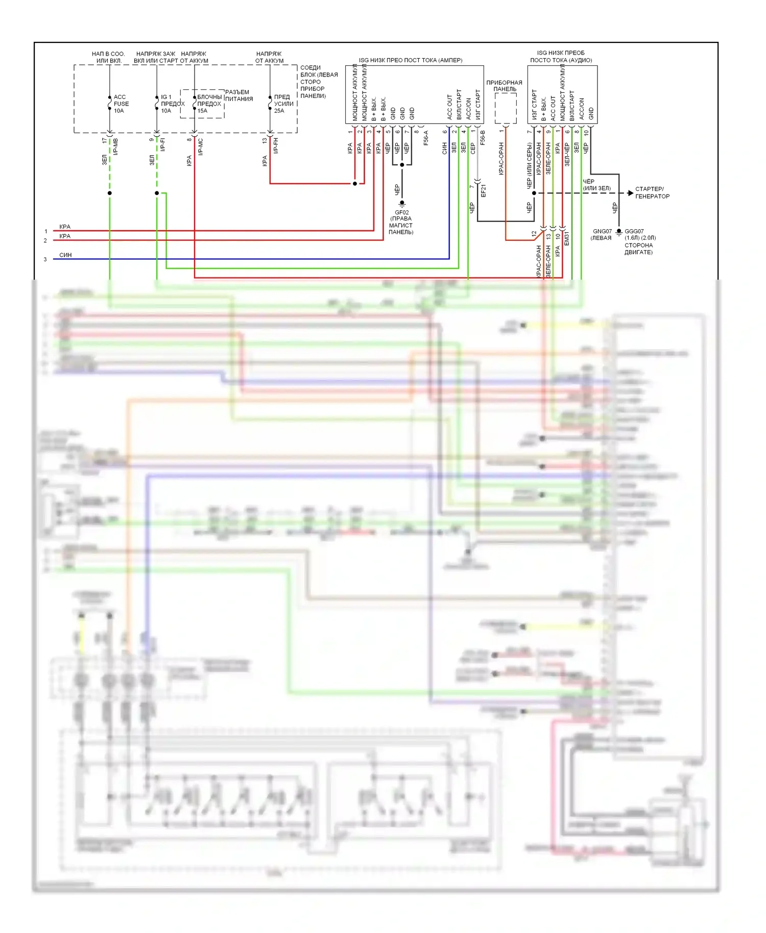 Soul Kia I рестайлинг (2011-2014): Электросхема аудио uvo, без навигации, с усилителем премиум-класса, с isg (2 из 2) 