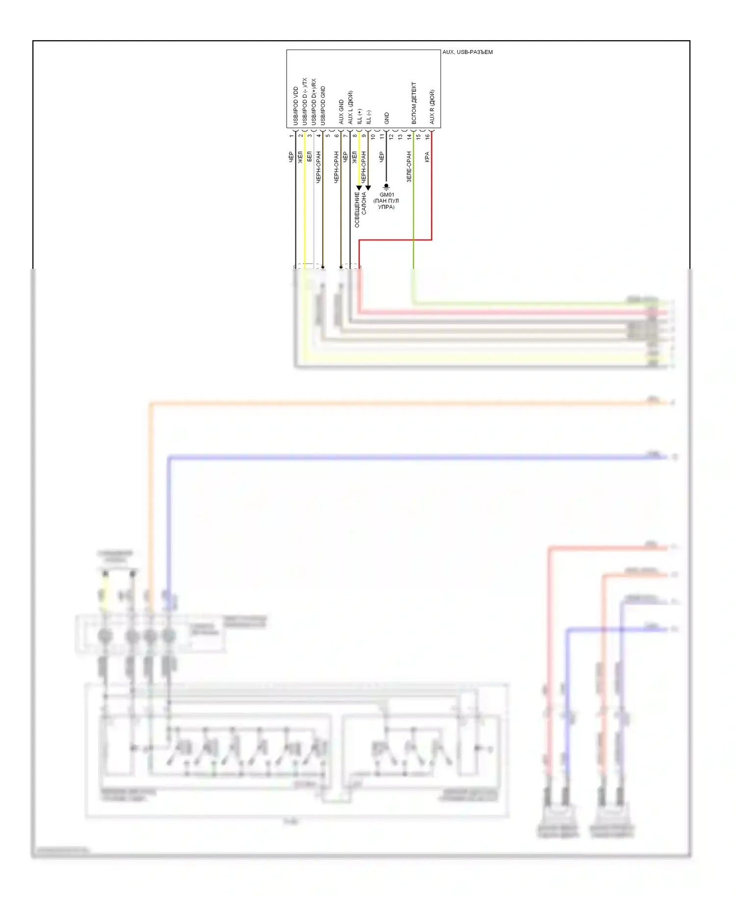 Soul Kia I рестайлинг (2011-2014): Стандартная электросхема аудио, без навигации, без усилителя, без изг (1 из 2) 