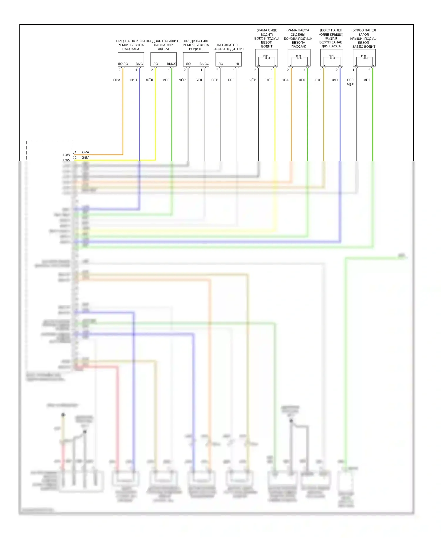 Soul Kia I рестайлинг (2011-2014): Электросхема подушек безопасности (1 из 2) 