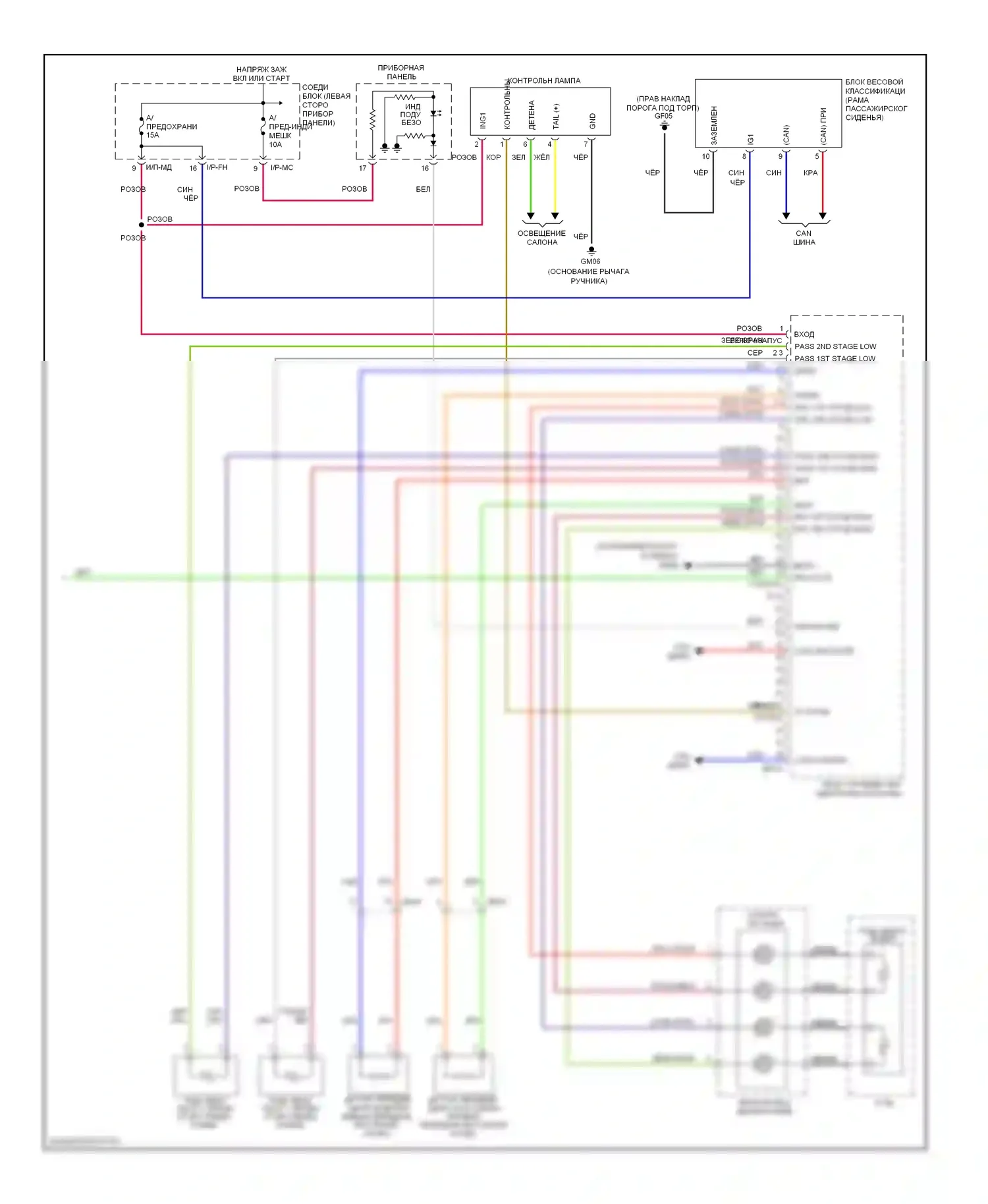 Soul Kia I рестайлинг (2011-2014): Электросхема подушек безопасности (2 из 2) 