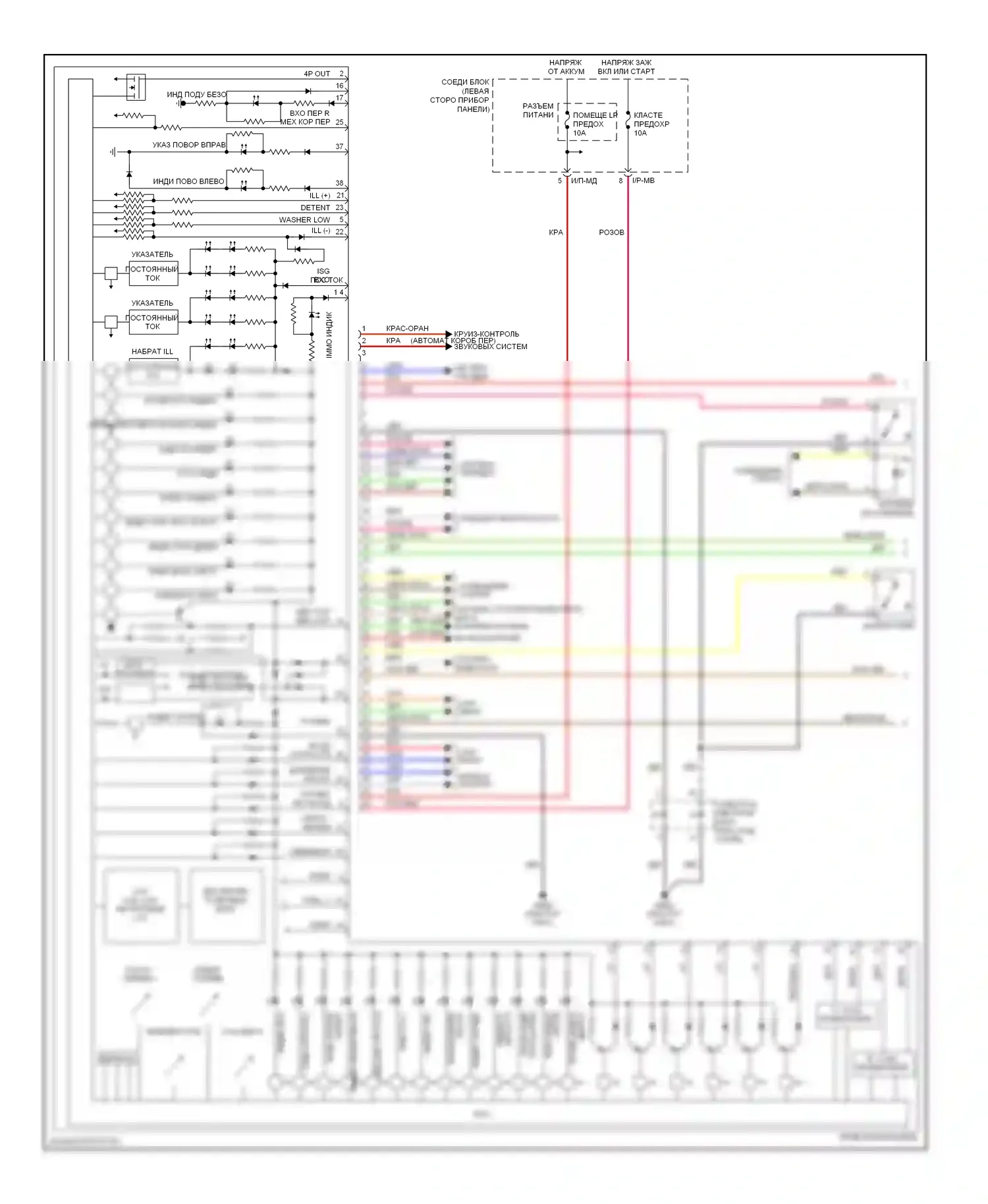 Soul Kia I рестайлинг (2011-2014): Электросхема приборной панели (1 из 2) 