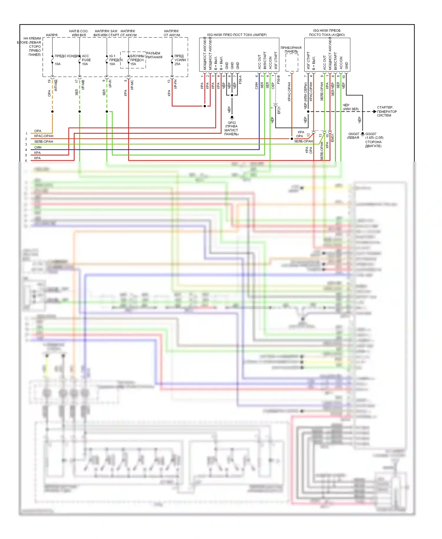 Soul Kia I рестайлинг (2011-2014): Электросхема навигации, с усилителем премиум-класса, с isg (2 из 2) 