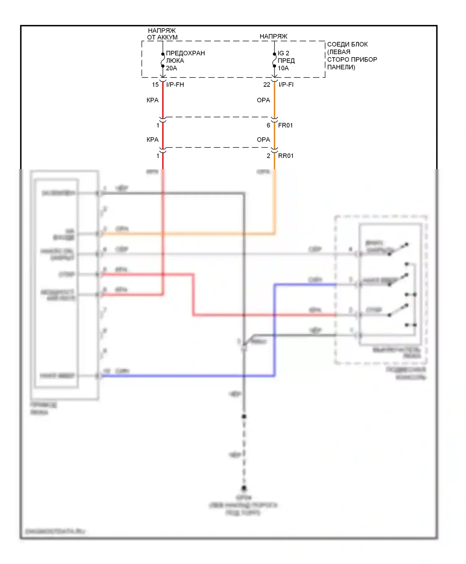Soul Kia I рестайлинг (2011-2014): Электросхема складной крыши/люка 