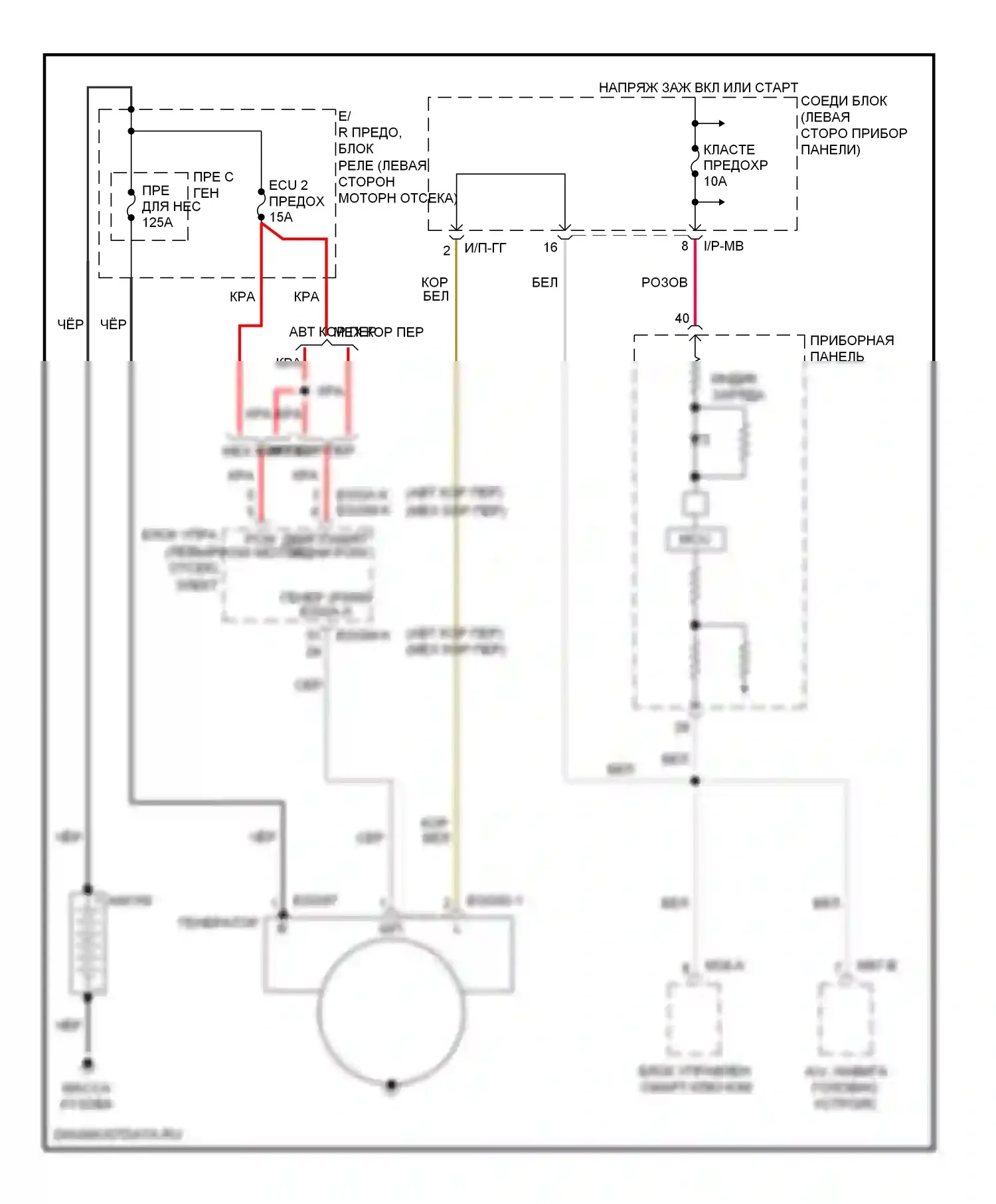 Soul Kia I рестайлинг (2011-2014): 1.6l, электросхема генератора, без изг. 