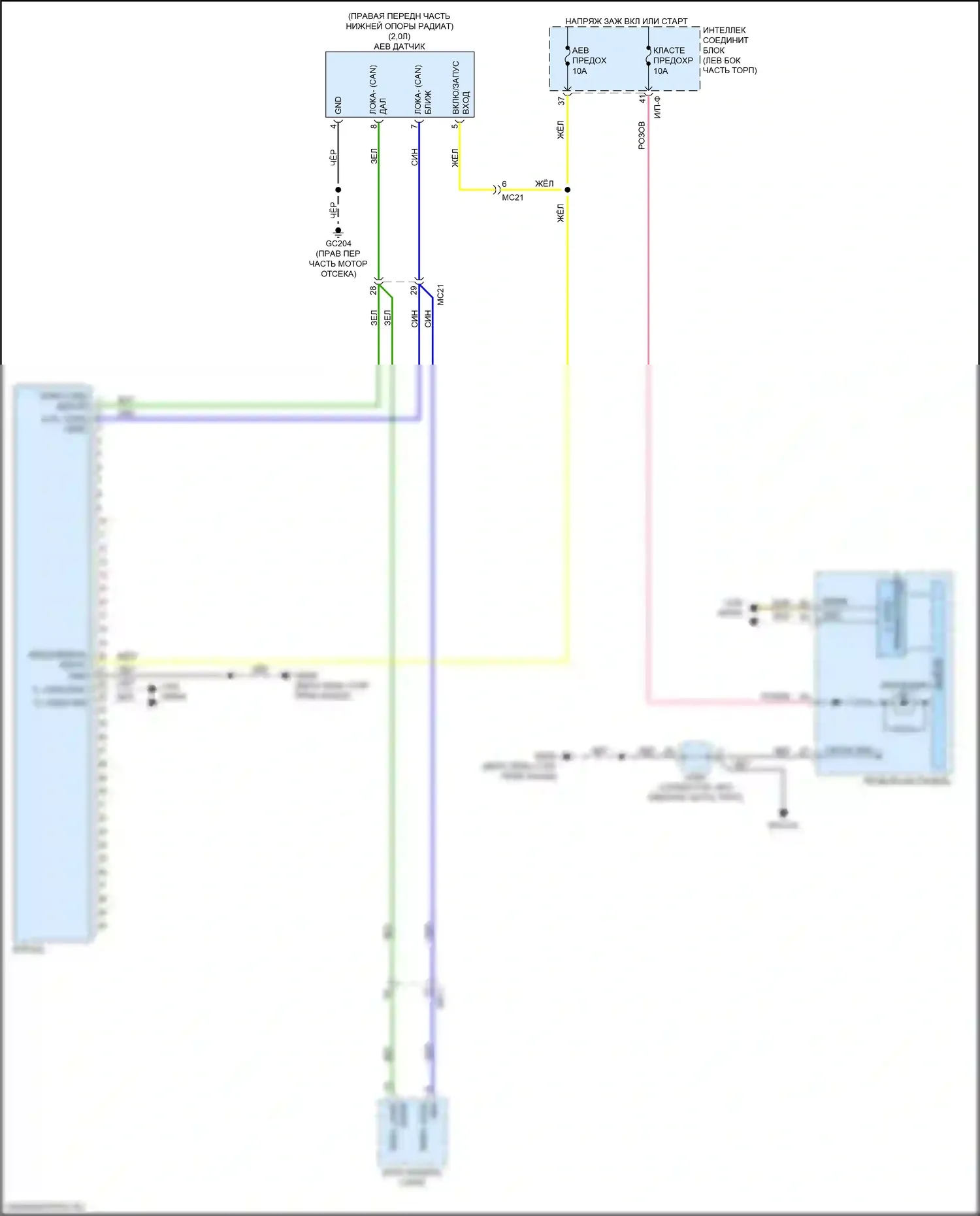 Soul Kia II рестайлинг (2016-2019): Электросхема автономного аварийного тормоза 