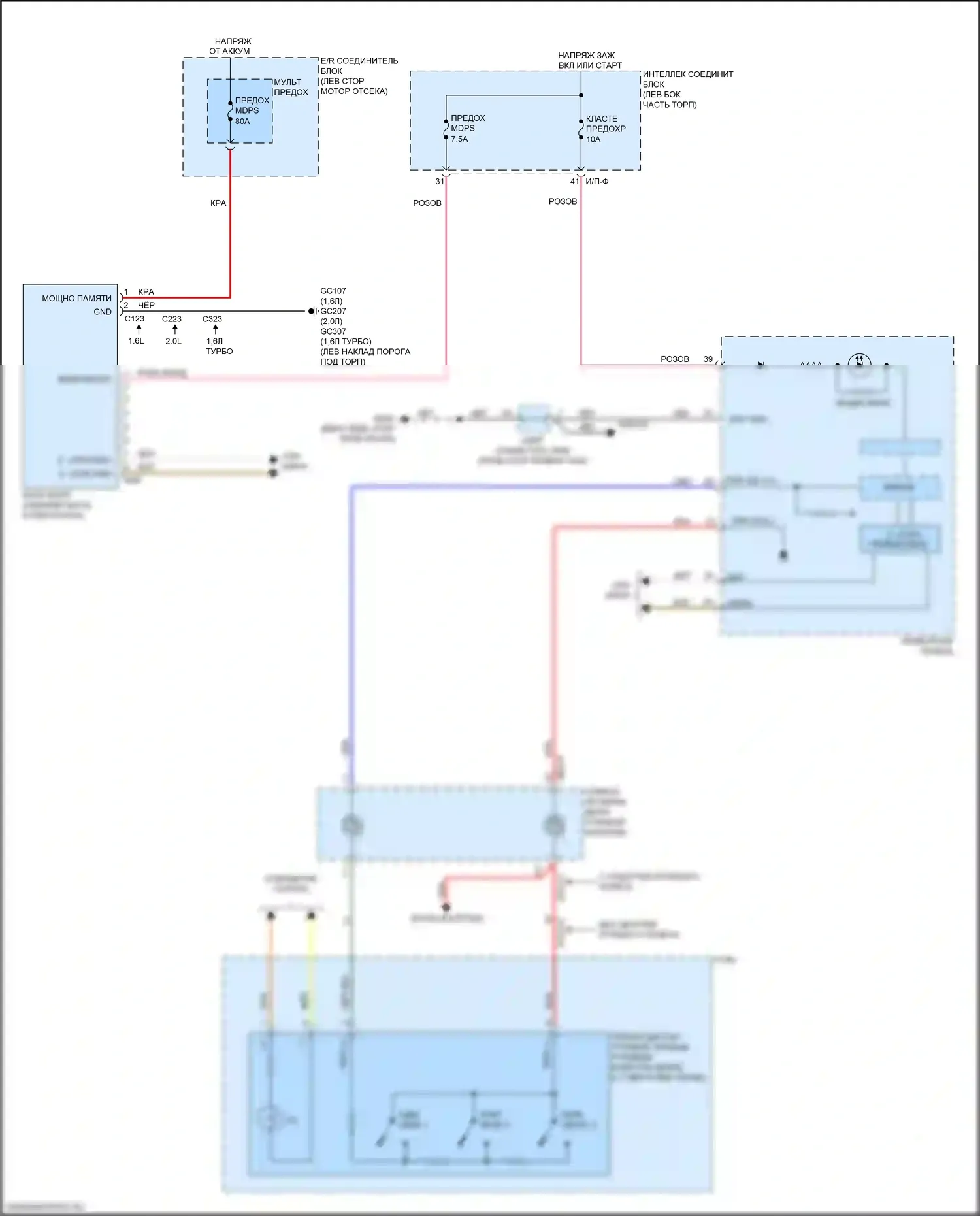 Soul Kia II рестайлинг (2016-2019): Электросхема электроусилителя руля 