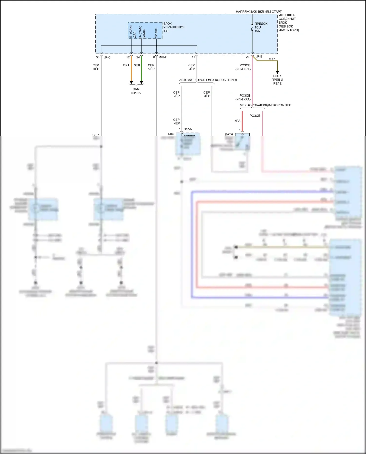 Soul Kia II рестайлинг (2016-2019): Электросхема фонарей заднего хода 